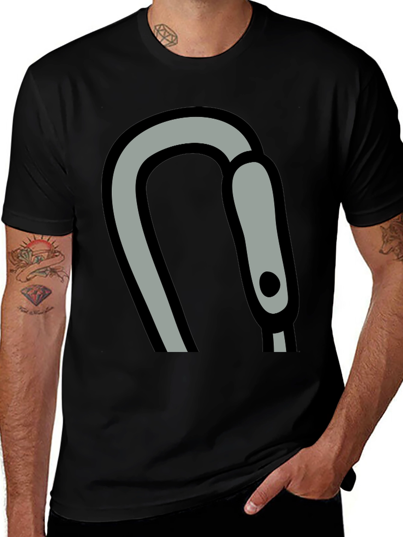 Carabiner Graphic T-Shirt - Black Cotton Tee