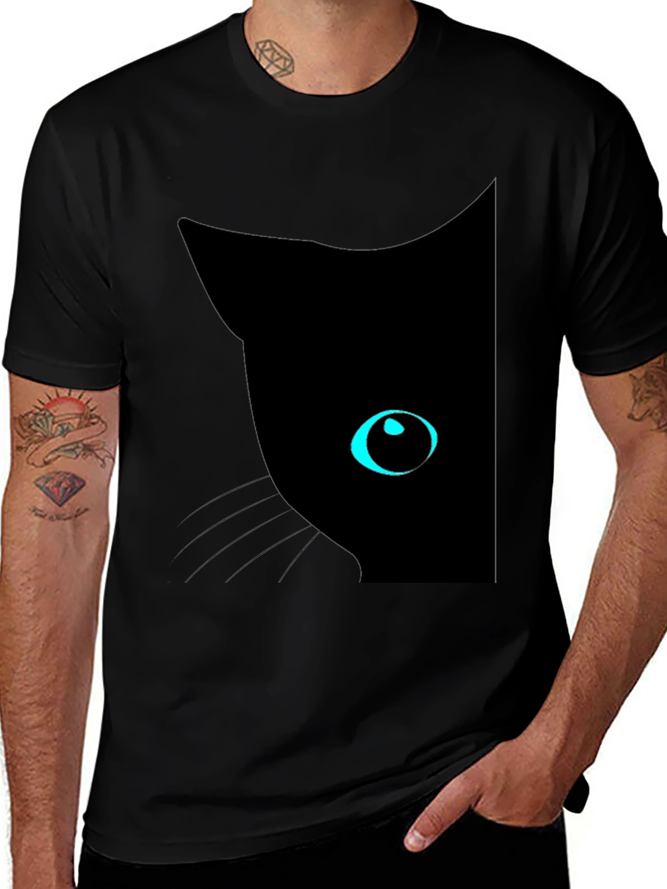 Variant 29 of Cool Cat Silhouette Graphic T-Shirt - Stylish Black Tee