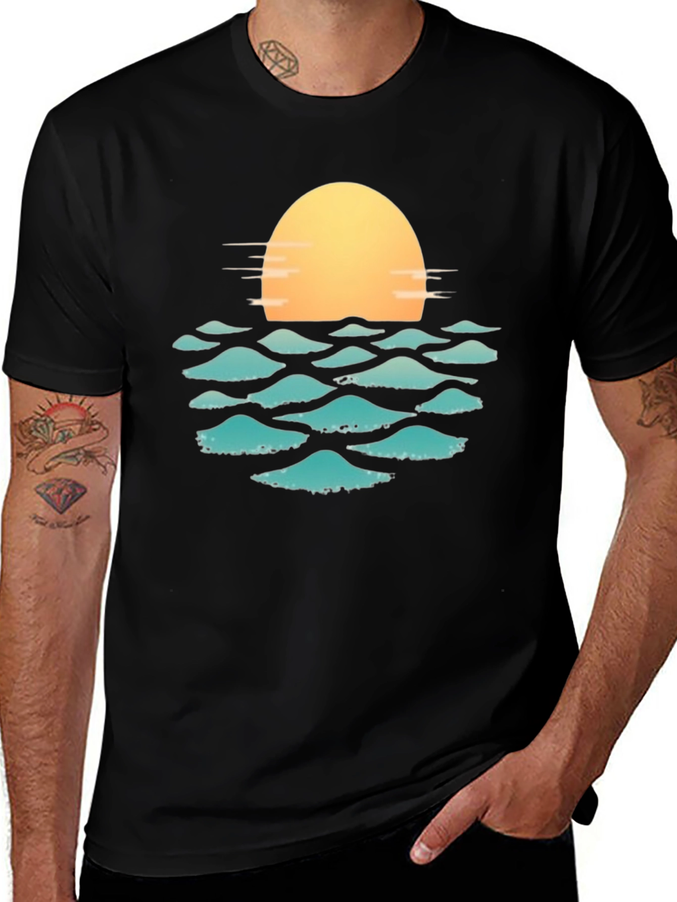 Variant 18 of Sunset Waves Graphic Tee