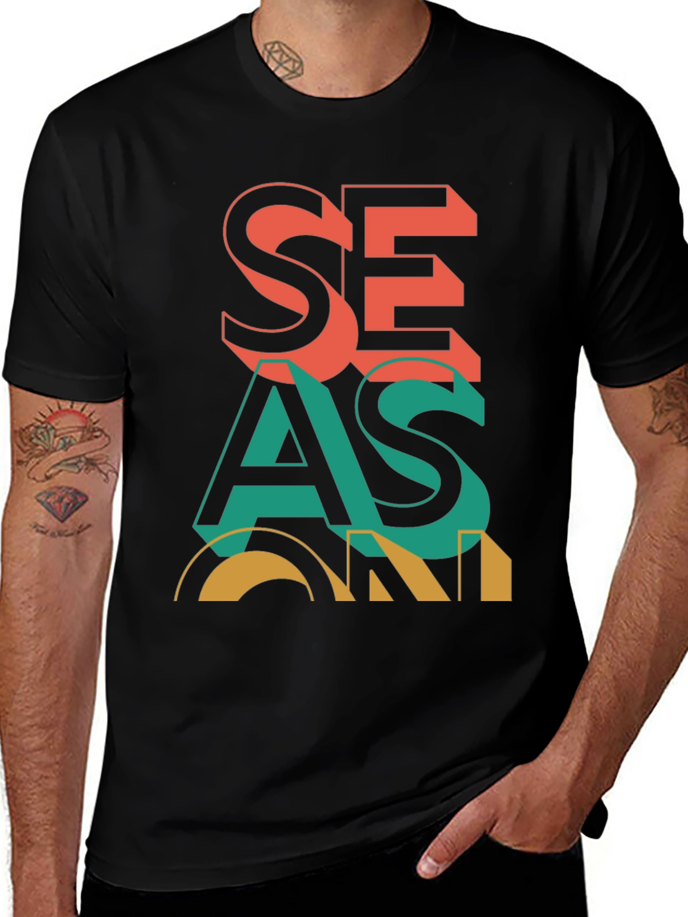 Variant 17 of Stylish Season Graphic Print Black T-Shirt