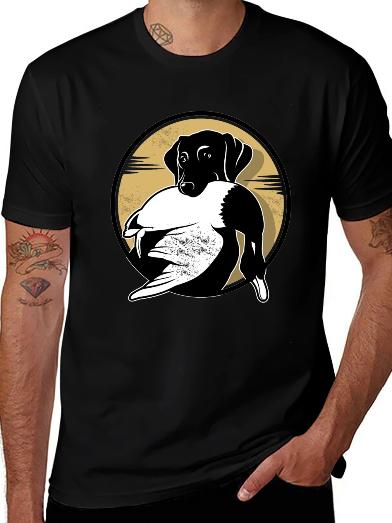 Variant 6 of Dog Hunting Duck T-Shirt - Black Cotton Blend Tee