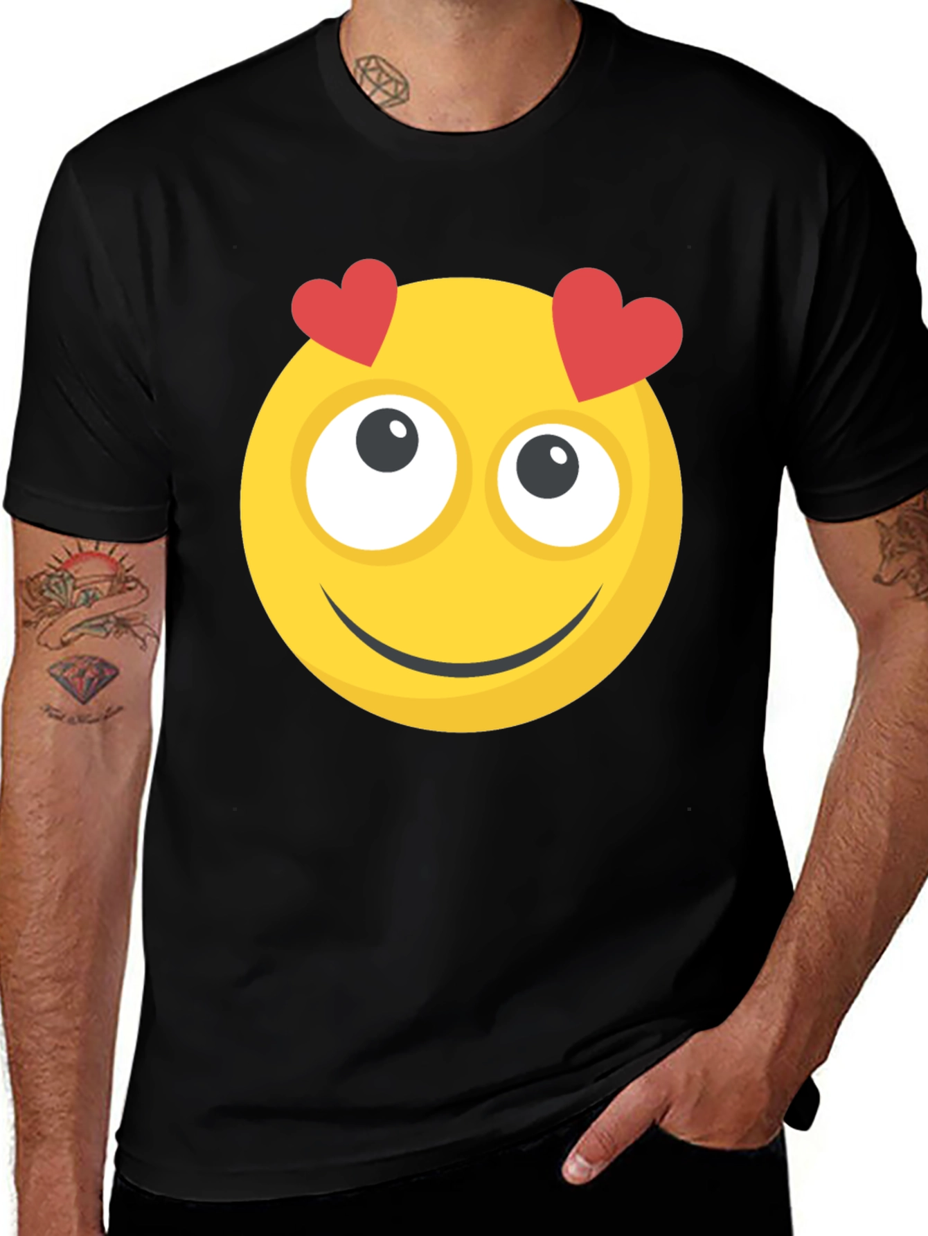 Variant 29 of Emoji Heart Eyes Graphic Tee - Black