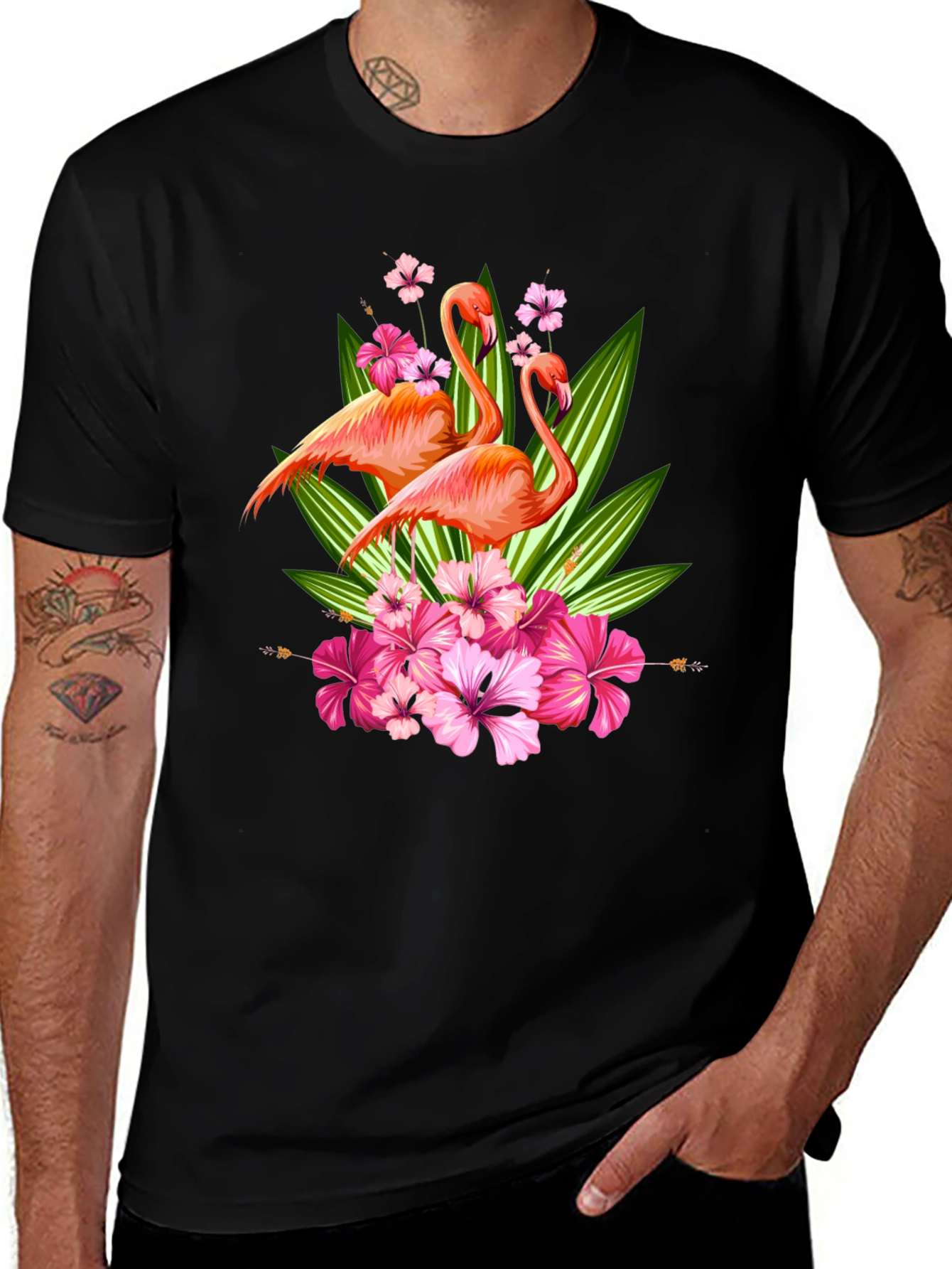 Variant 4 of Flamingo Floral Graphic T-Shirt