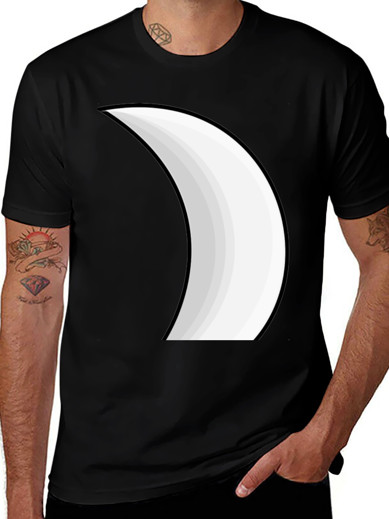 Black Crescent Moon Graphic T-Shirt - Stylish Black Tee main image