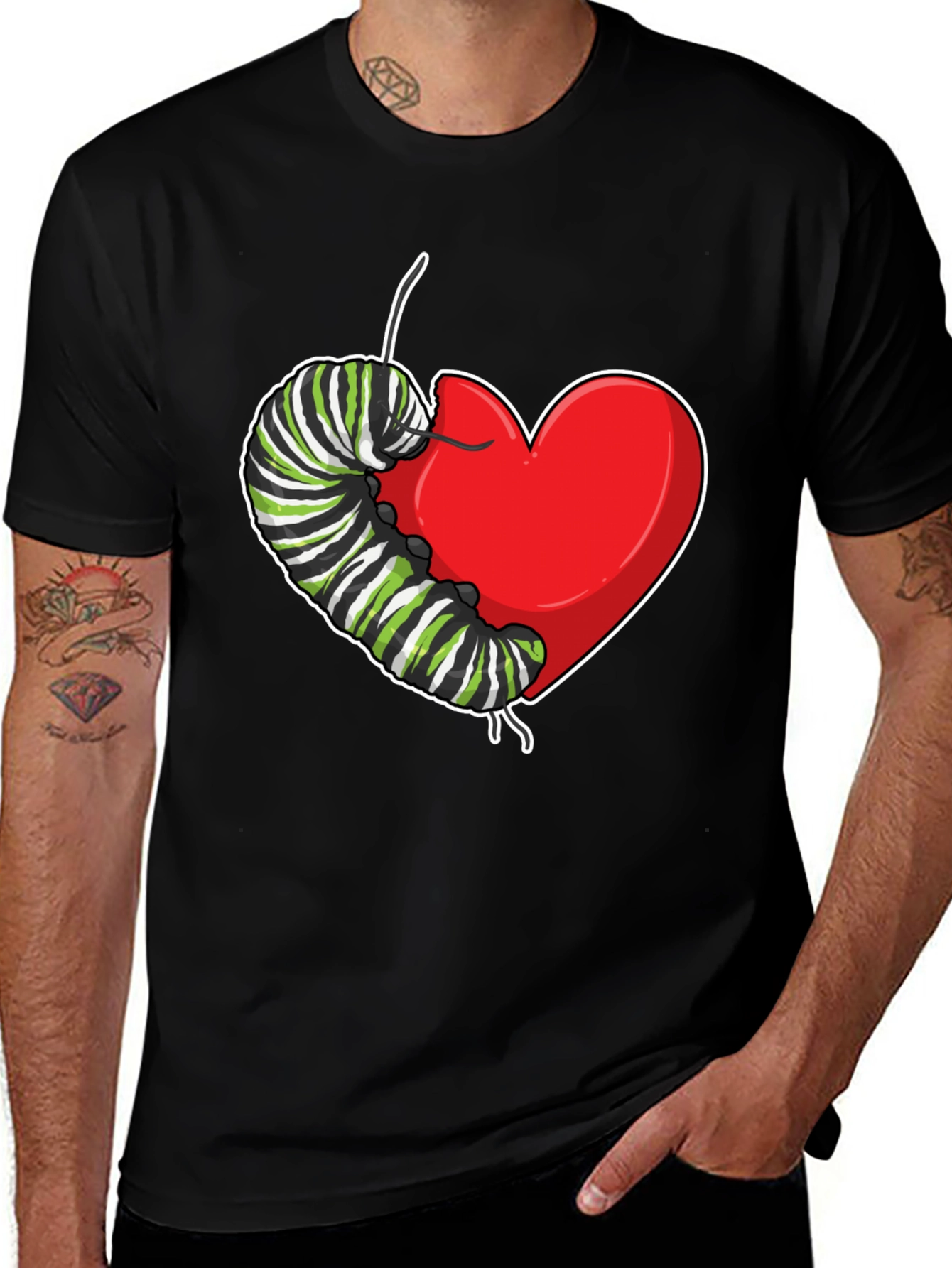 Variant 20 of Caterpillar Heart Graphic T-Shirt - Soft Cotton