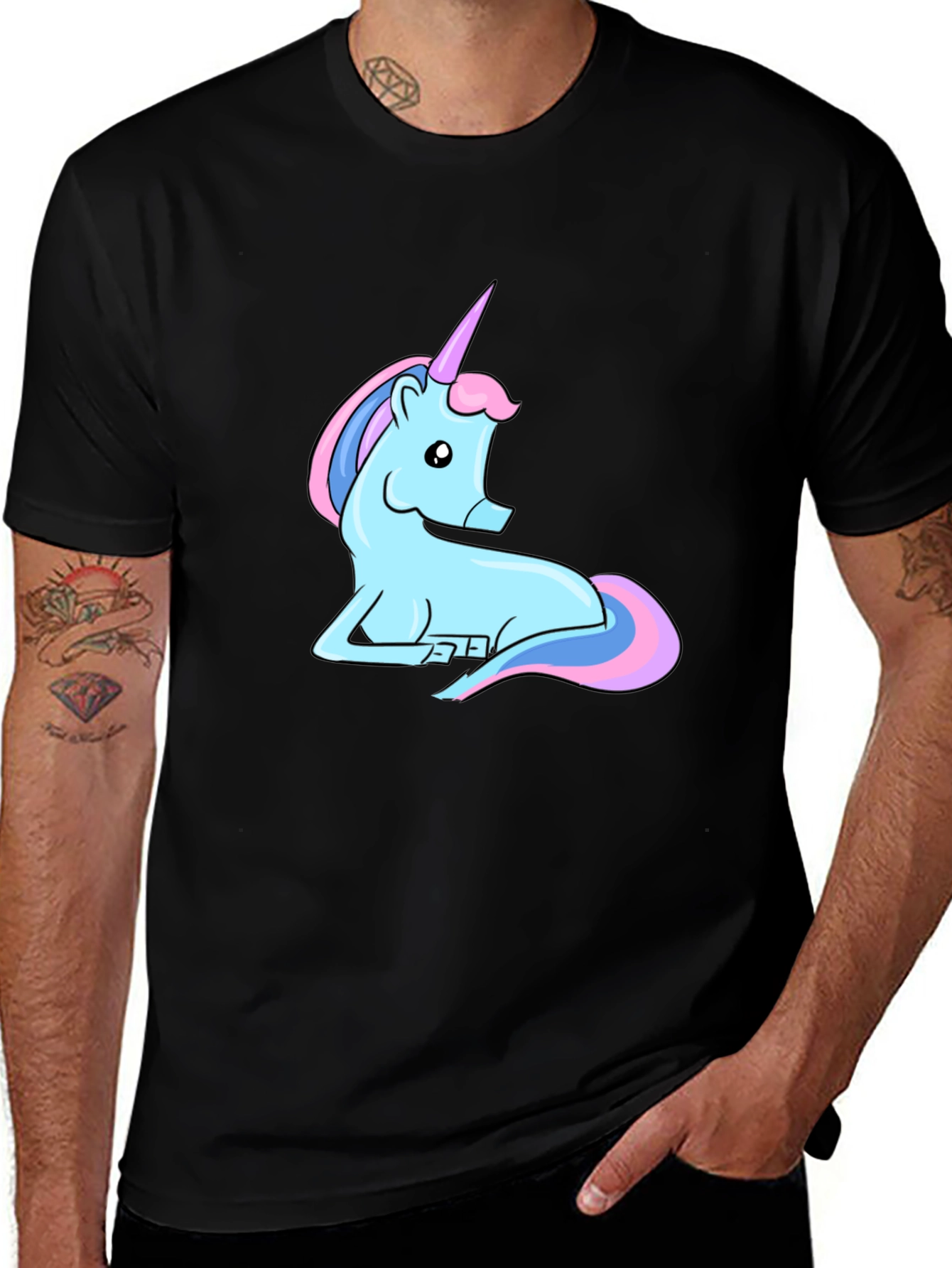 Variant 23 of Unicorn Graphic Tee - Black Cotton Blend