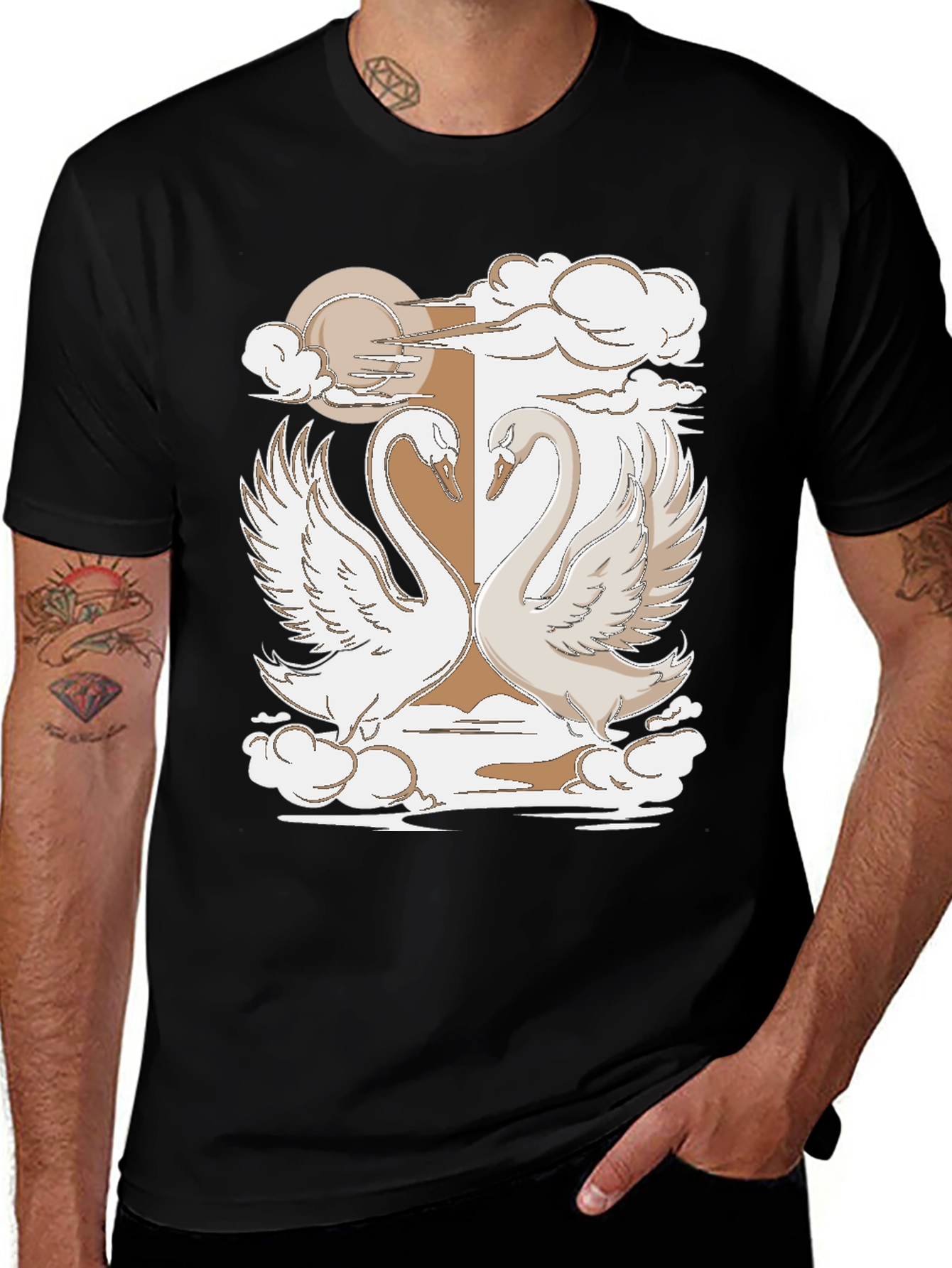 Variant 25 of Swan Love T-Shirt - Elegant Bird Graphic Tee