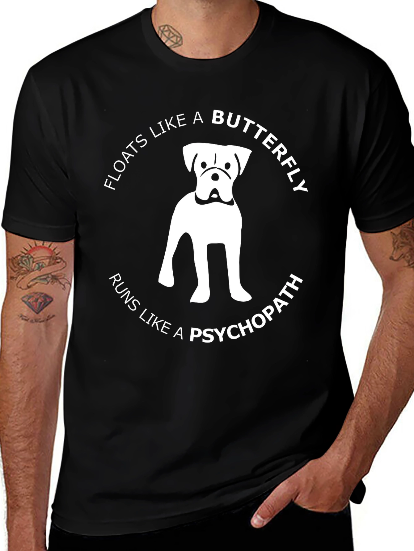 Variant 11 of Dog Boxer Butterfly Psychopath Graphic Tee