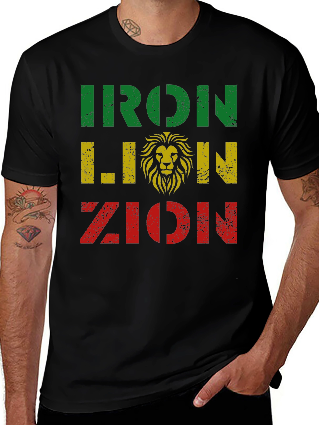 Variant 3 of Iron Lion Zion T-Shirt - Reggae Inspired Design