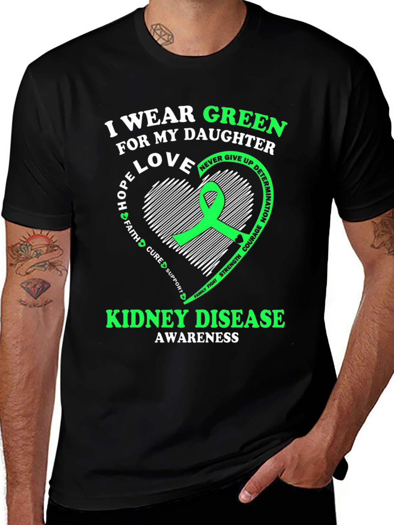 Kidney Disease Awareness T-Shirt - I Wear Green For My Daughter