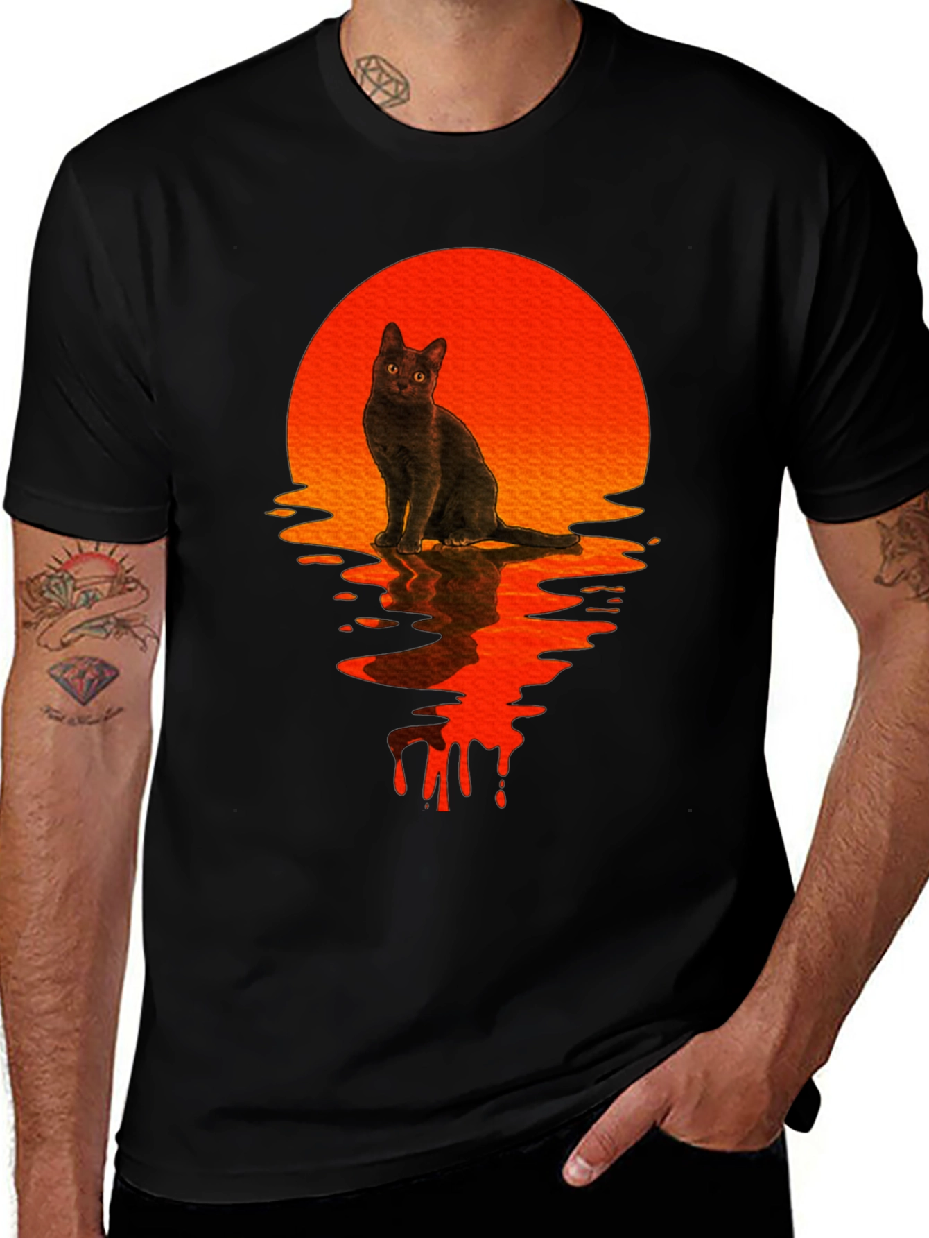 Variant 11 of Black Cat Sunset Graphic T-Shirt