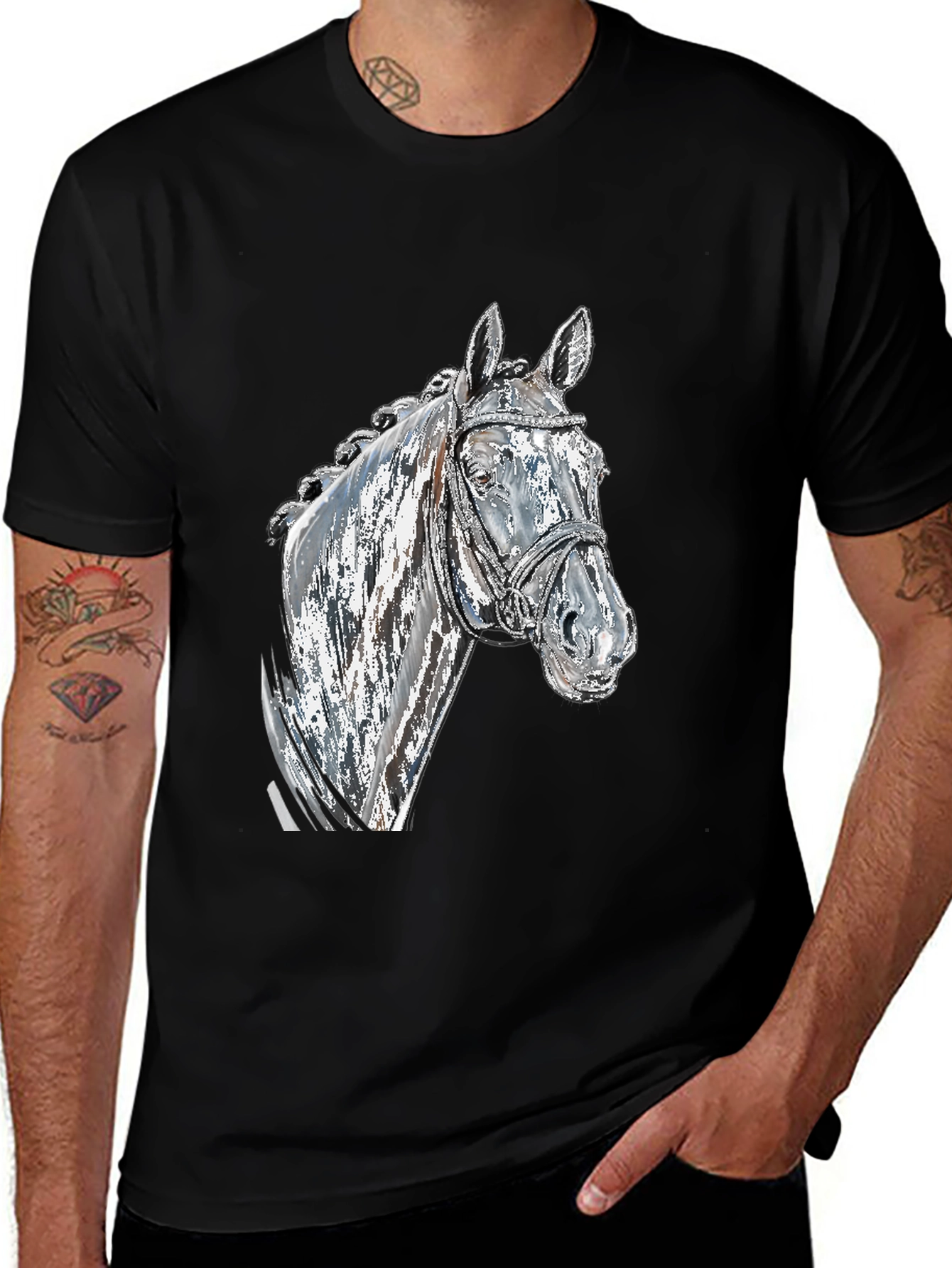 Variant 9 of Black Horse Head Graphic Tee
