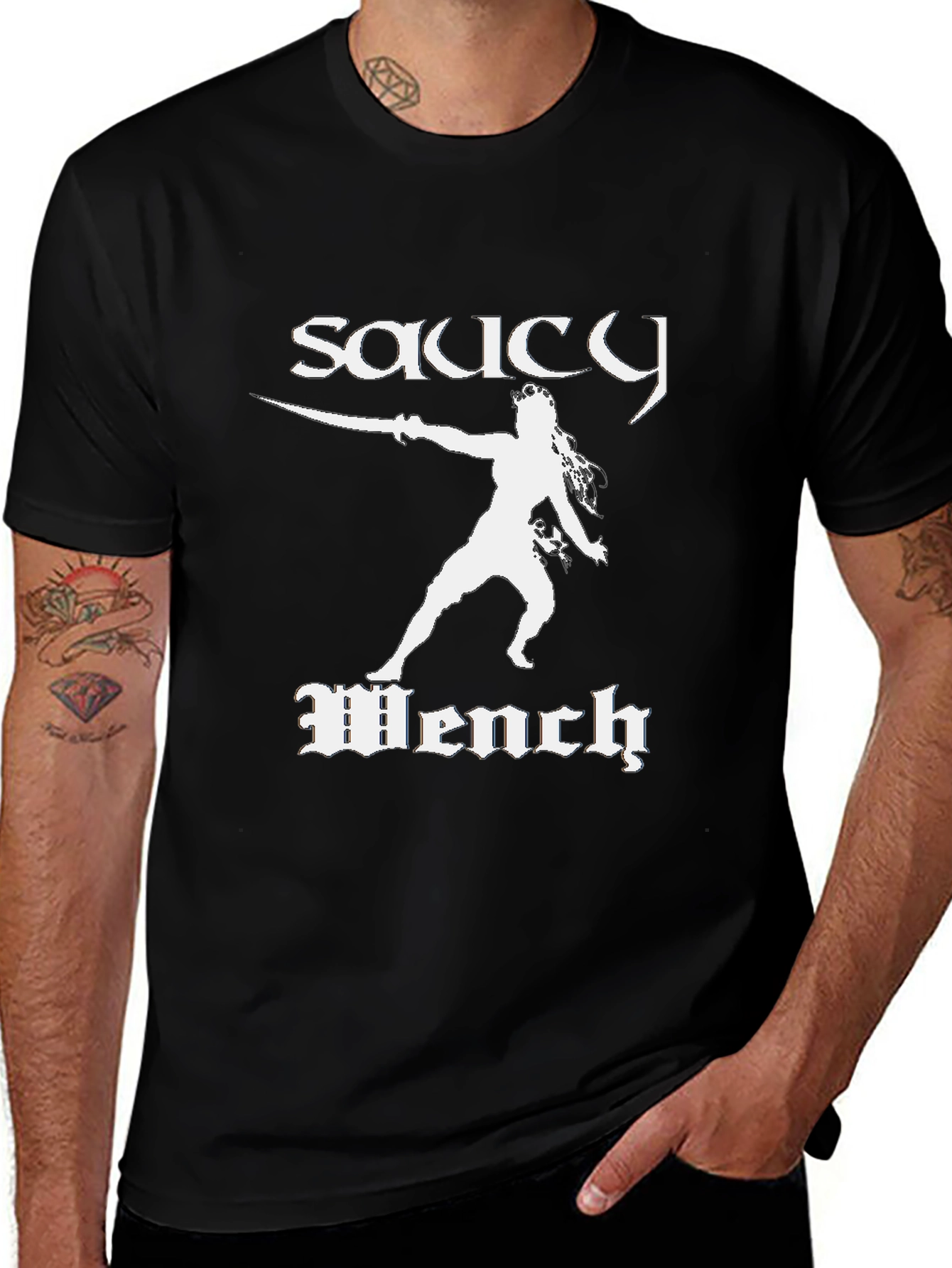 Variant 20 of Saucy Wench Graphic Tee - Black Cotton T-Shirt