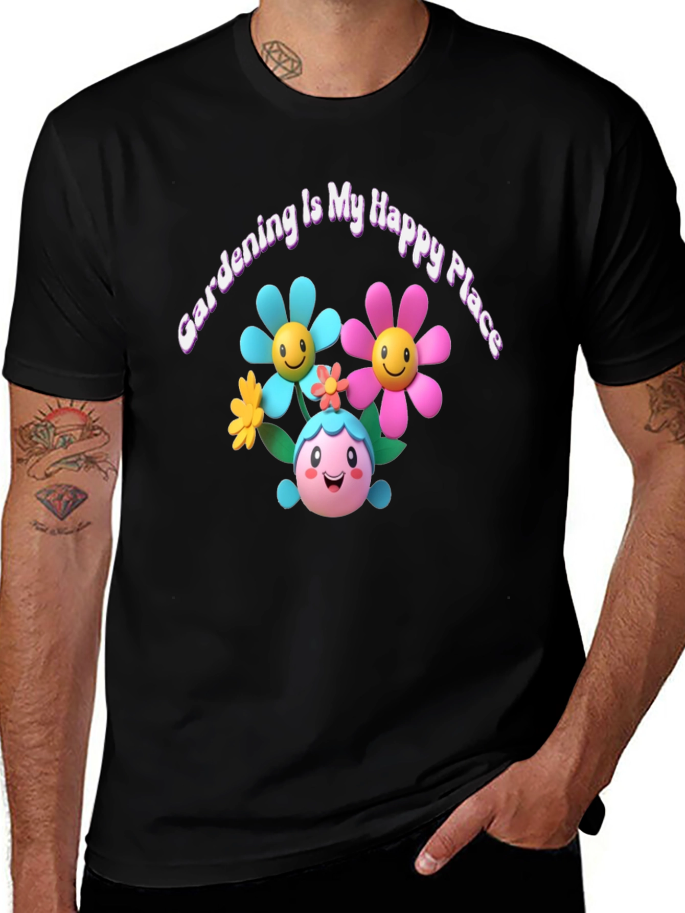 Variant 7 of Gardening Is My Happy Place Black T-Shirt