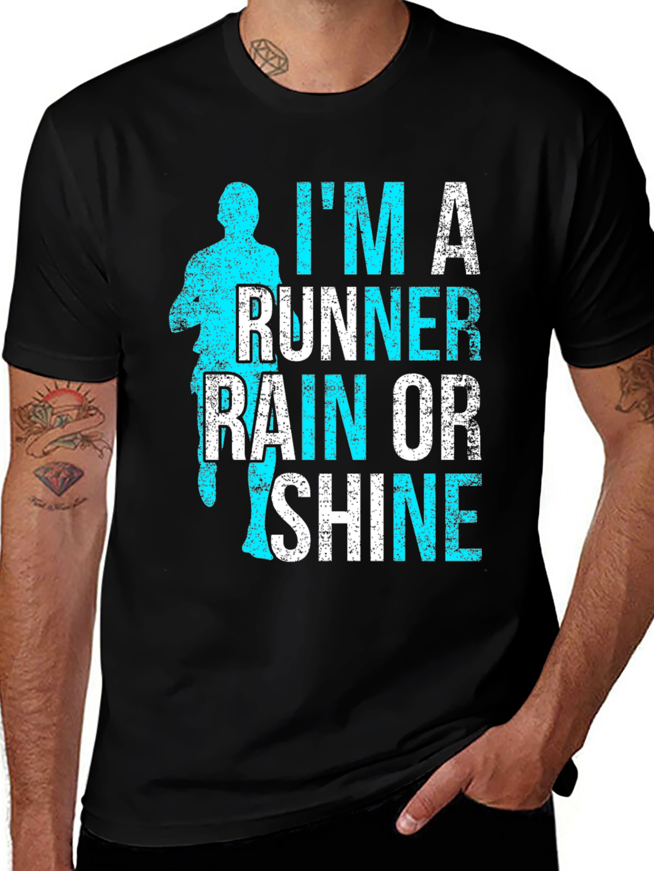 Variant 12 of Runner Rain or Shine Black Graphic Tee