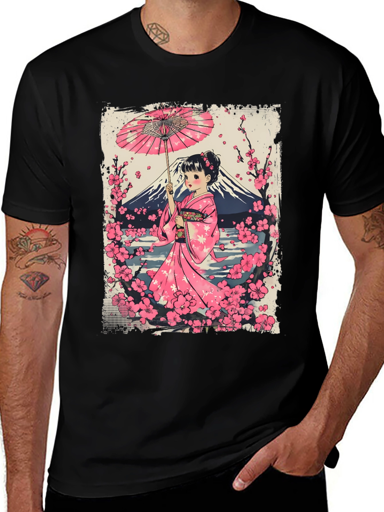 Variant 12 of Anime Girl with Mount Fuji Tee