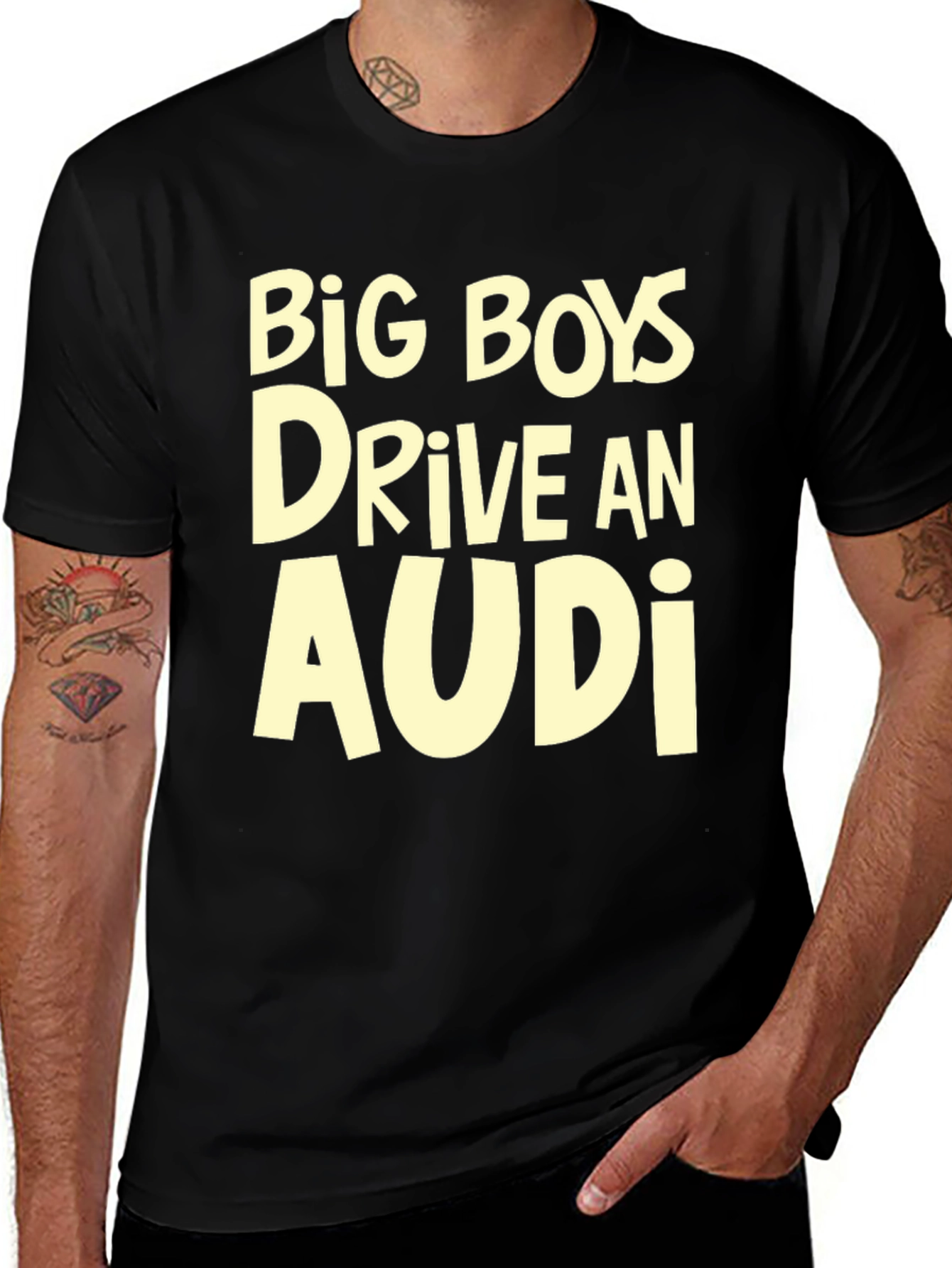 Big Boys Drive an Audi Black Graphic Tee