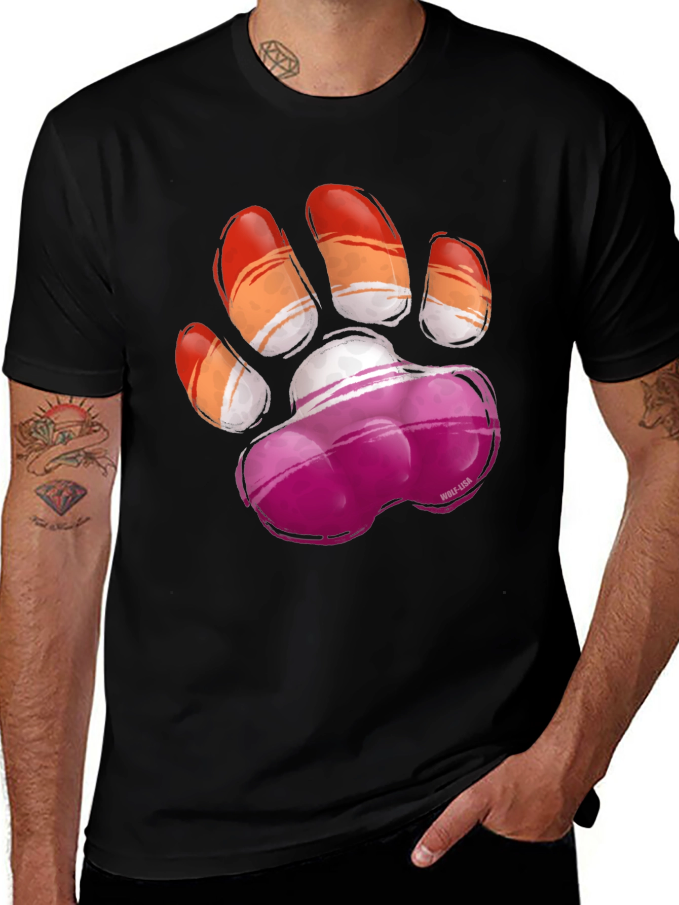 Lesbian Pride Paw Print T-Shirt - Graphic Tee
