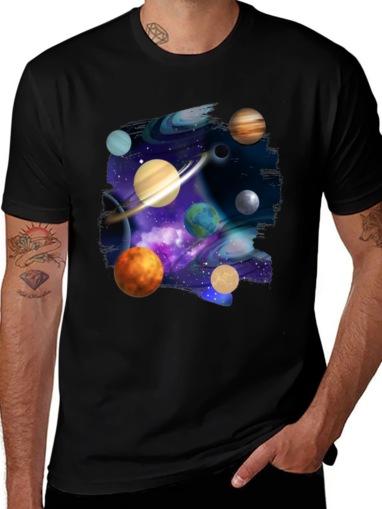 Variant 25 of Cosmic Planets Black T-Shirt
