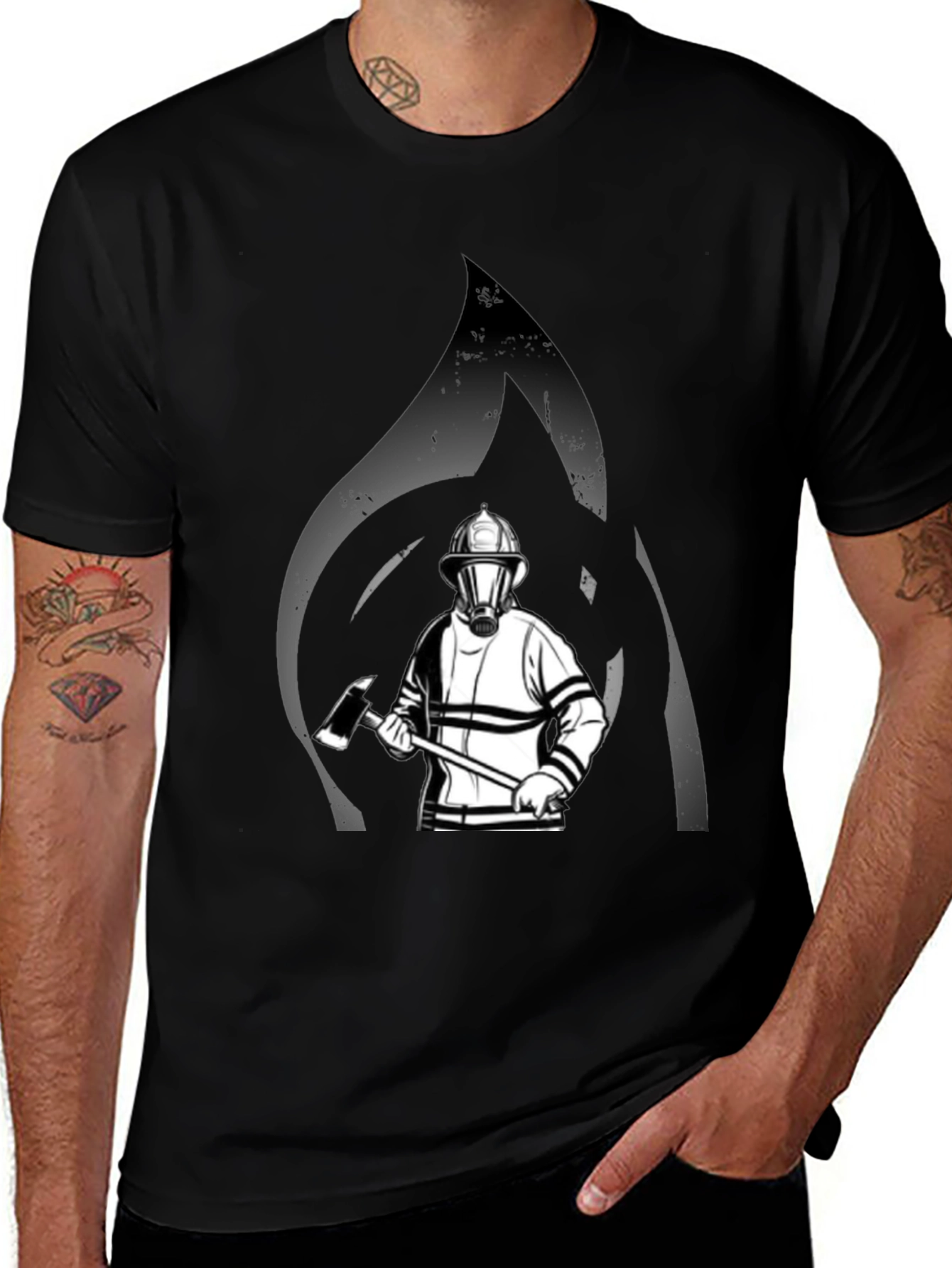 Variant 24 of Firefighter Graphic T-Shirt - Black