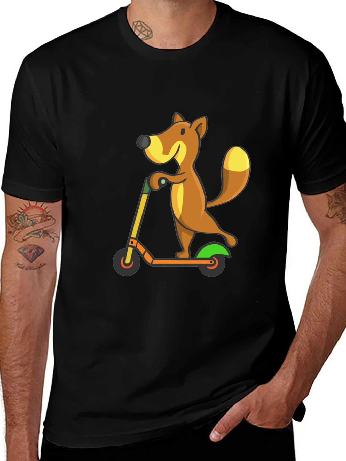 Cartoon Fox on Scooter T-Shirt