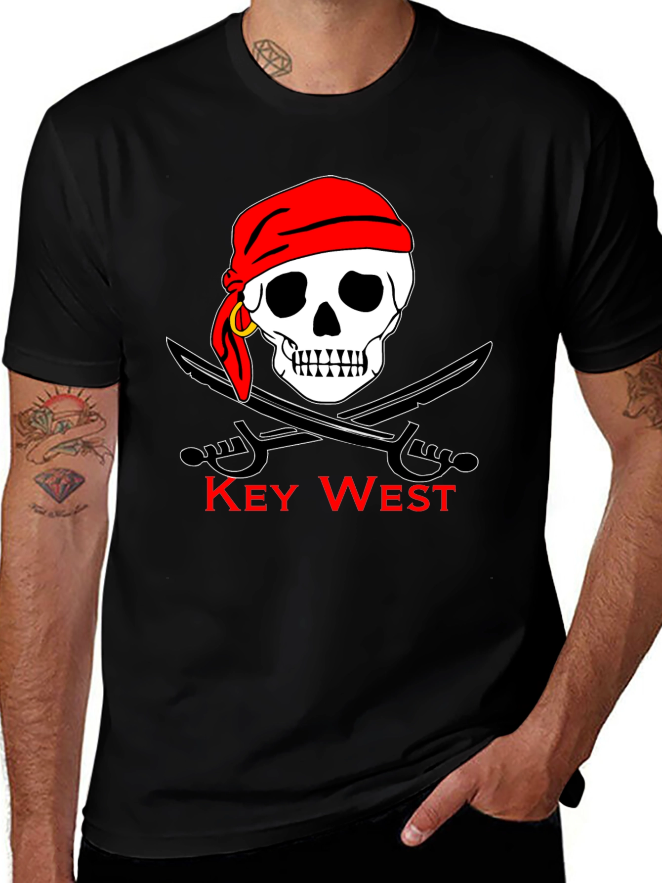 Variant 29 of Key West Pirate Skull & Swords Black T-Shirt