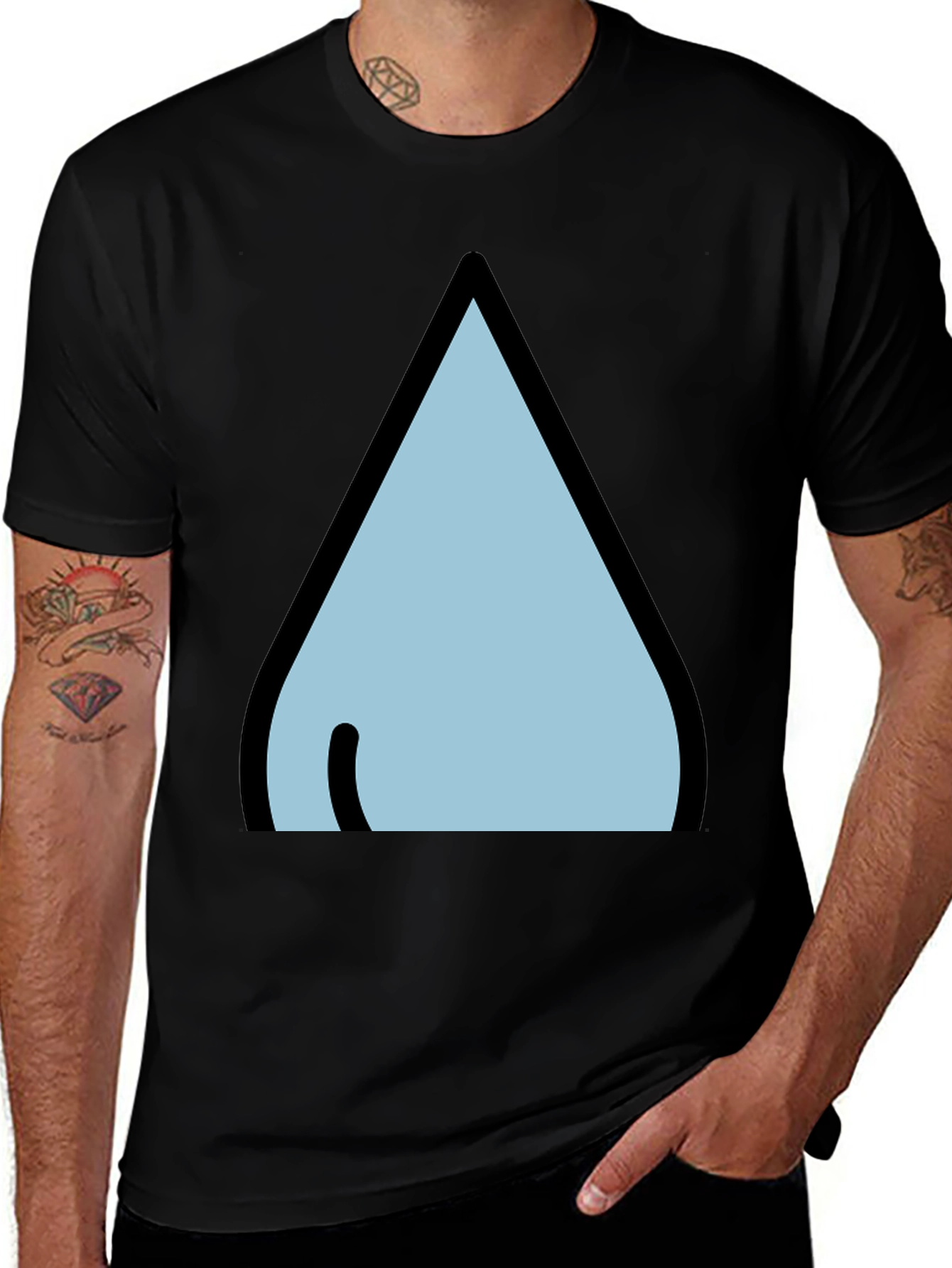 Variant 10 of Black T-Shirt with Stylized Waterdrop Design