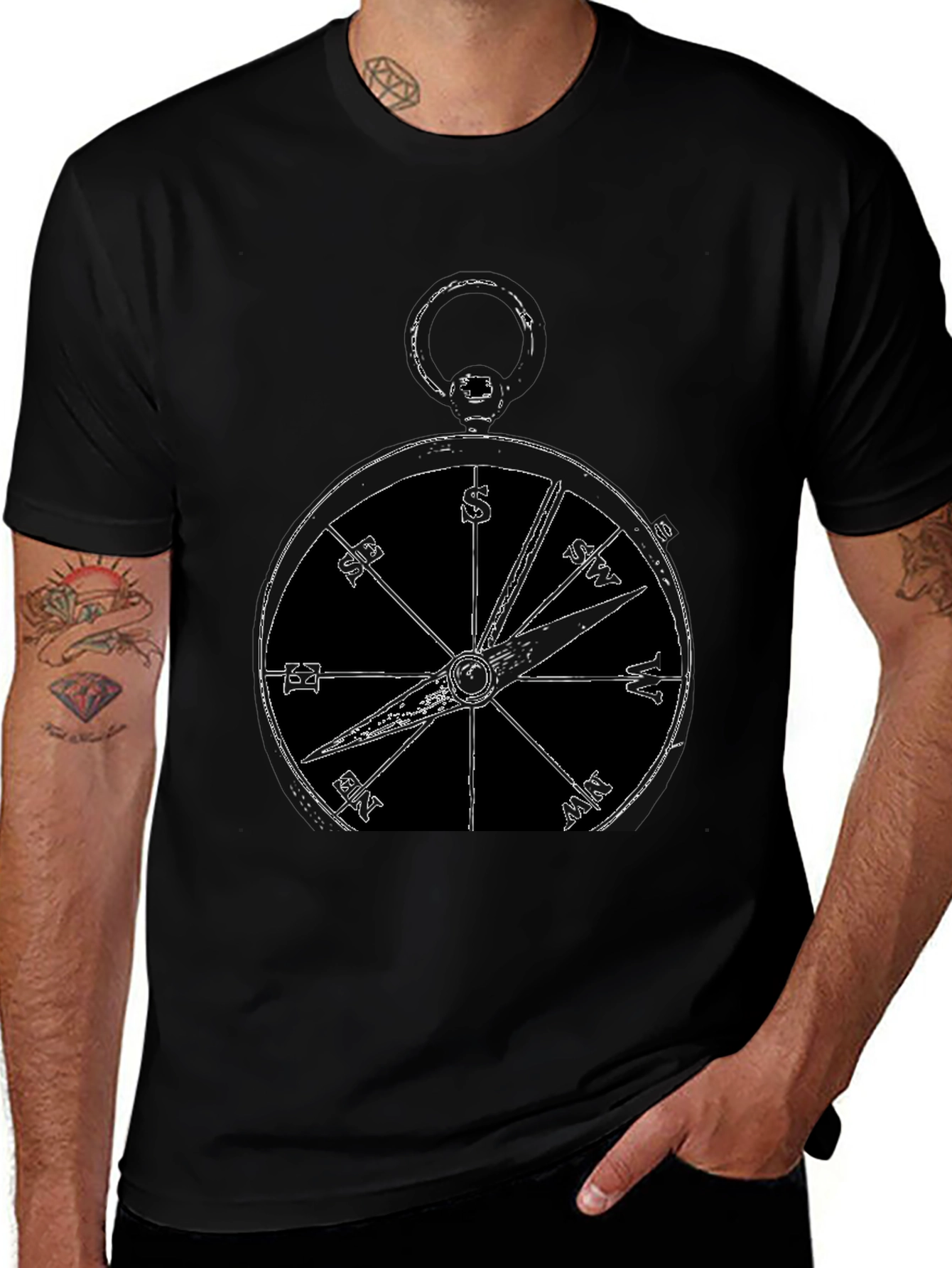Variant 15 of Compass Graphic Tee - Mens Vintage Style