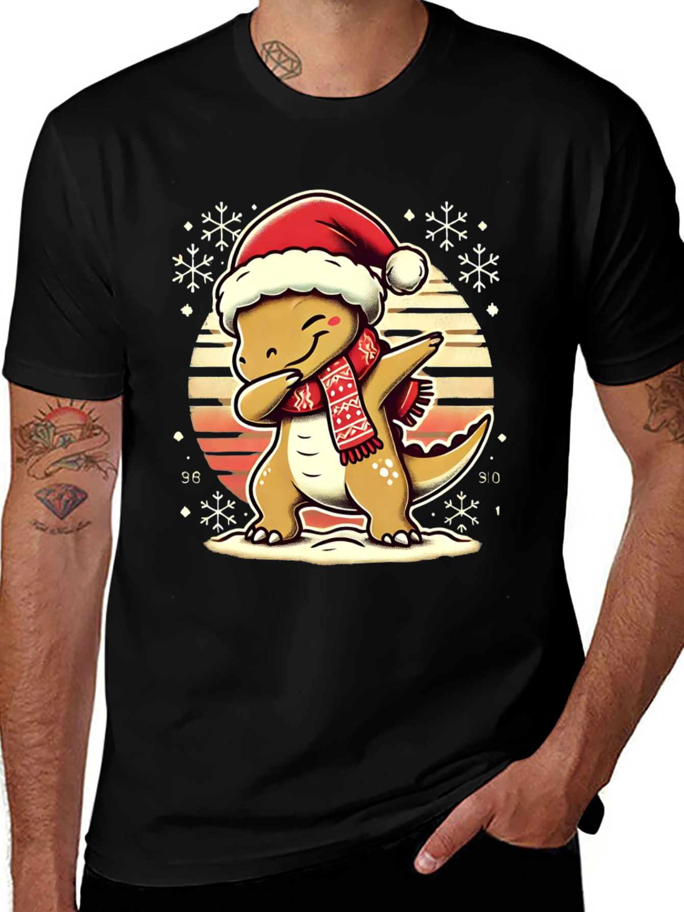 Variant 27 of Dabbing Dino Christmas T-Shirt