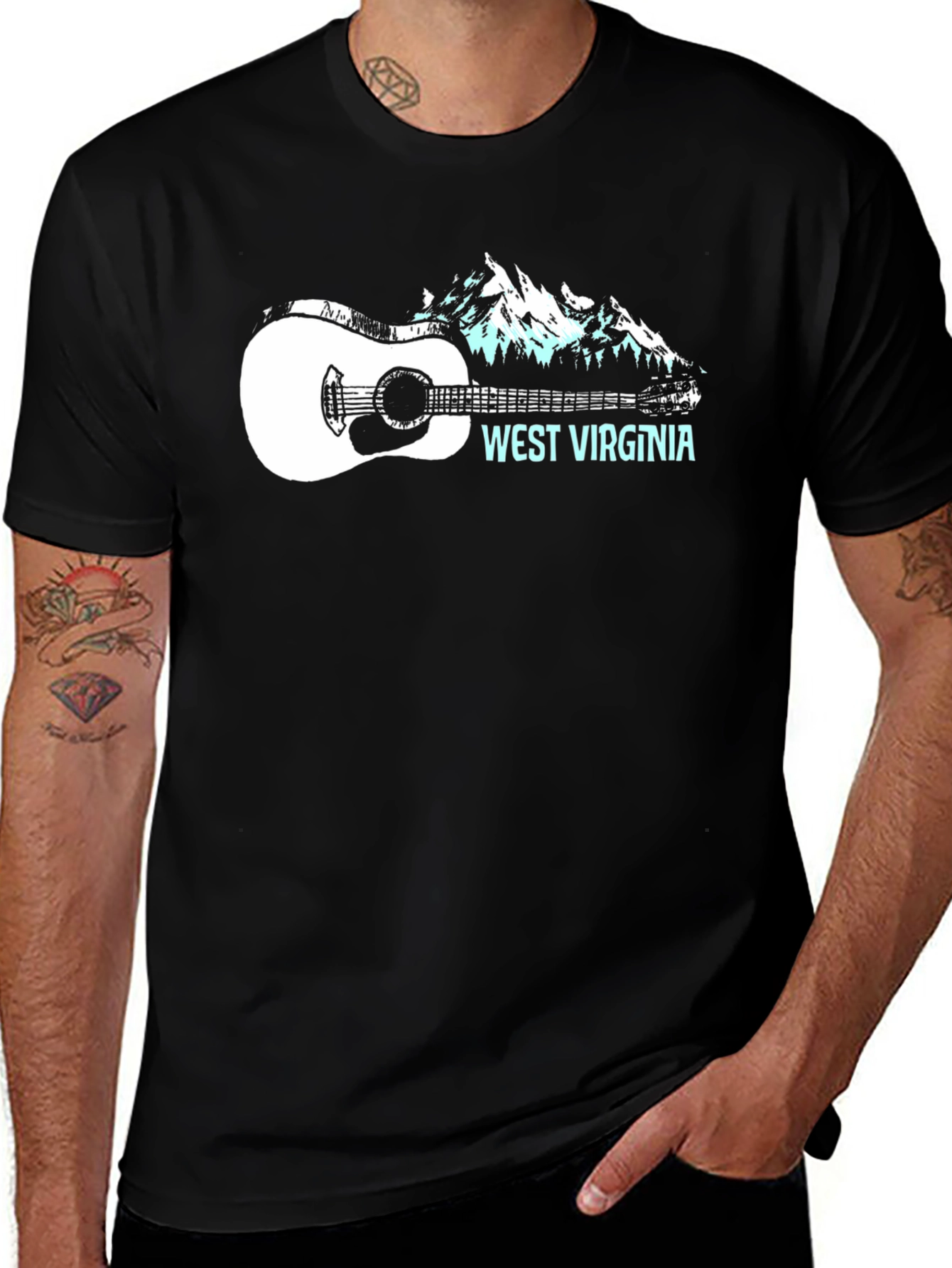 Variant 7 of West Virginia Guitar Mountain Graphic Tee