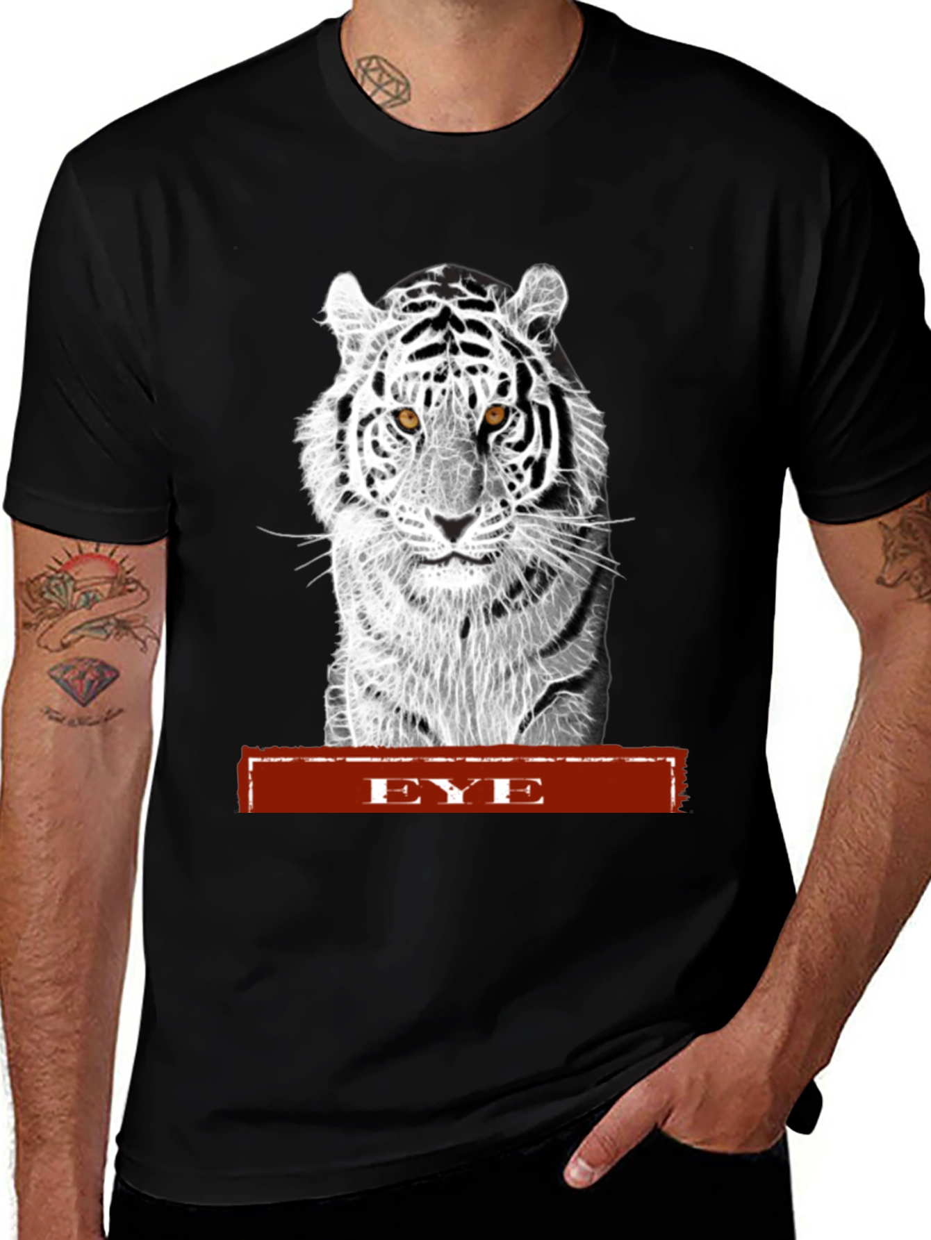 Variant 23 of Eye of the Tiger Graphic Print Black T-Shirt
