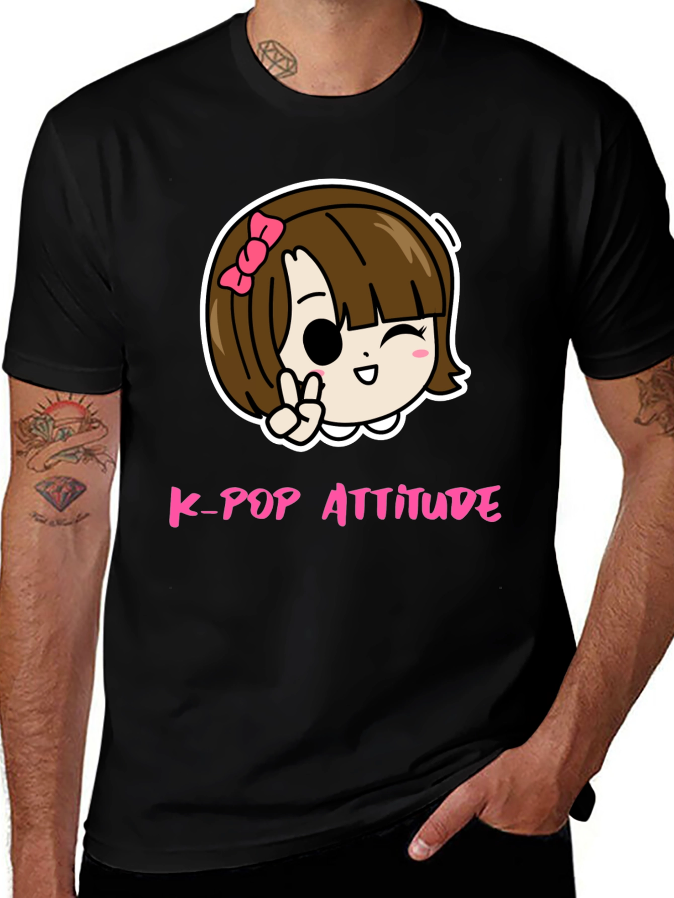 K-Pop Attitude Black Graphic Tee
