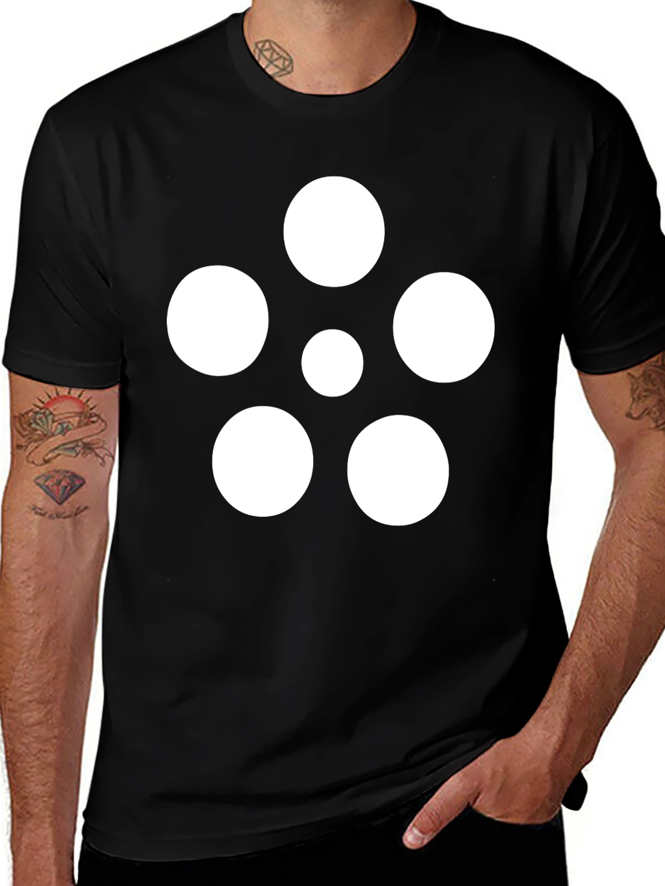 Variant 18 of Geometric Circle Pattern Black T-Shirt