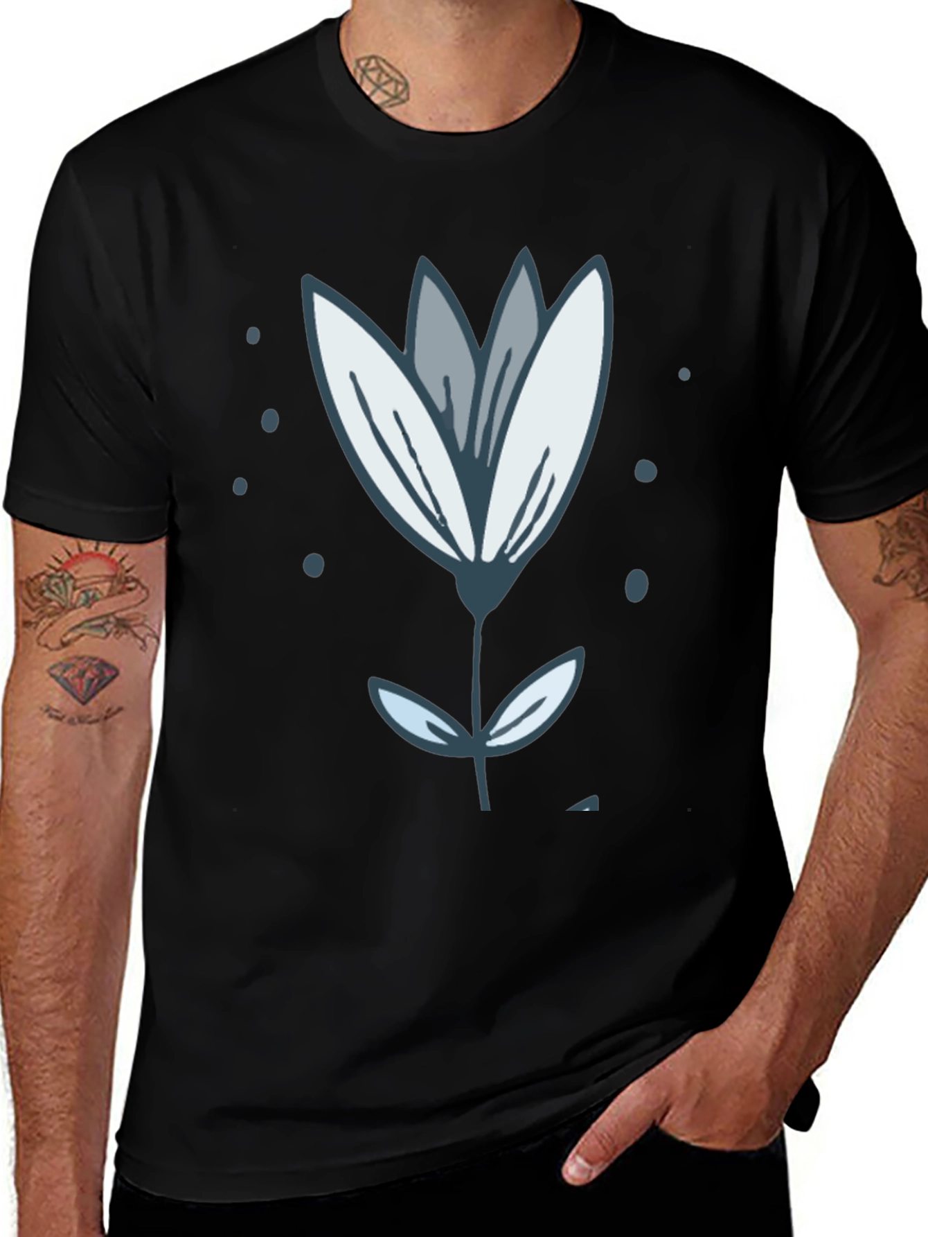 Variant 27 of Floral Graphic Black T-Shirt