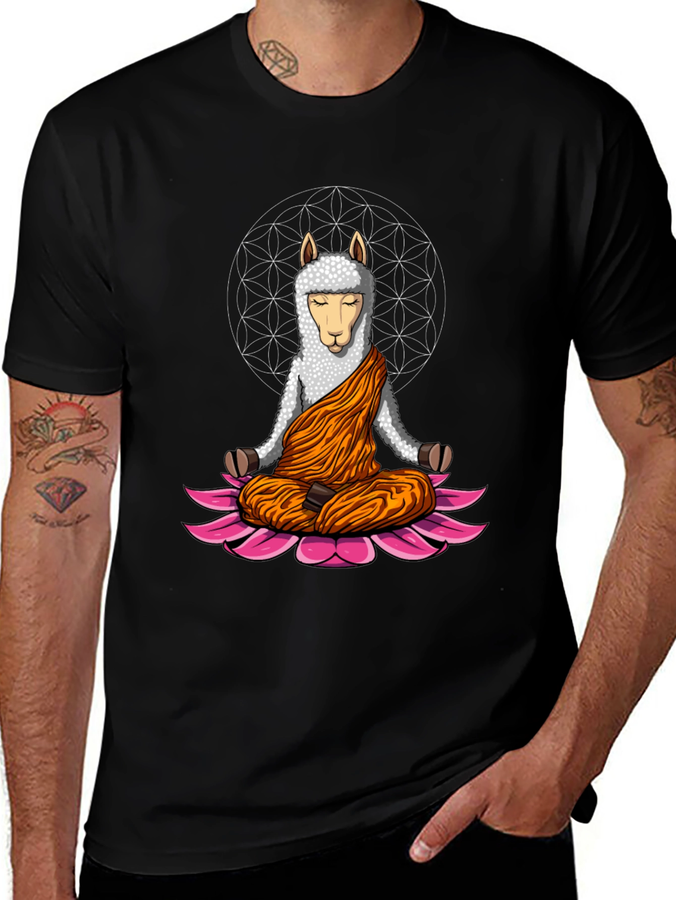 Variant 26 of Zen Llama T-Shirt - Meditating Llama Design