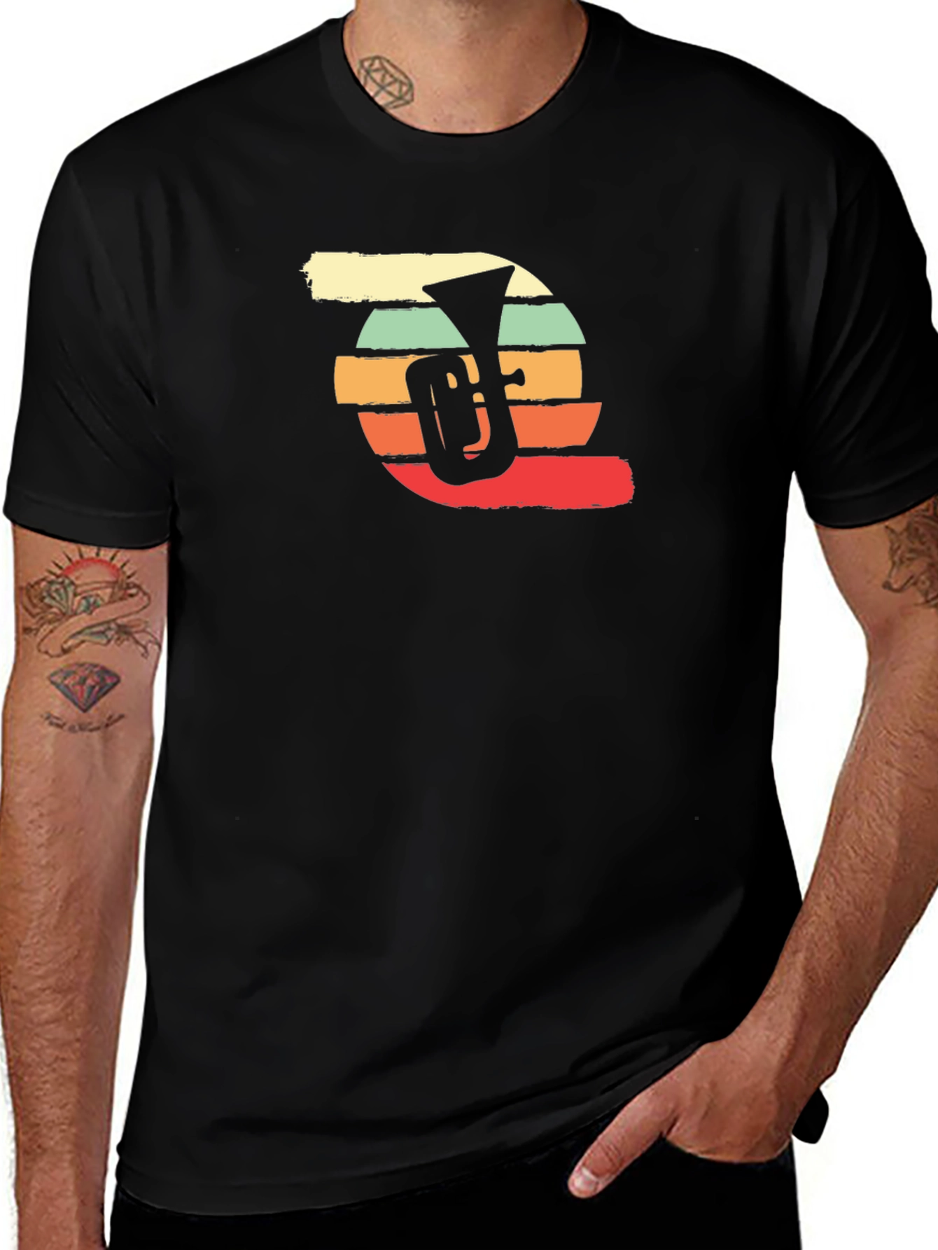 Variant 7 of Retro Tuba Sunset Graphic Tee - Vintage Style Music Shirt