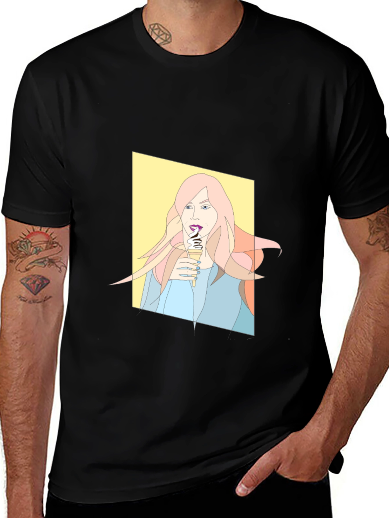 Variant 12 of Stylish Graphic Tee - Woman Eating Ice Cream Design
