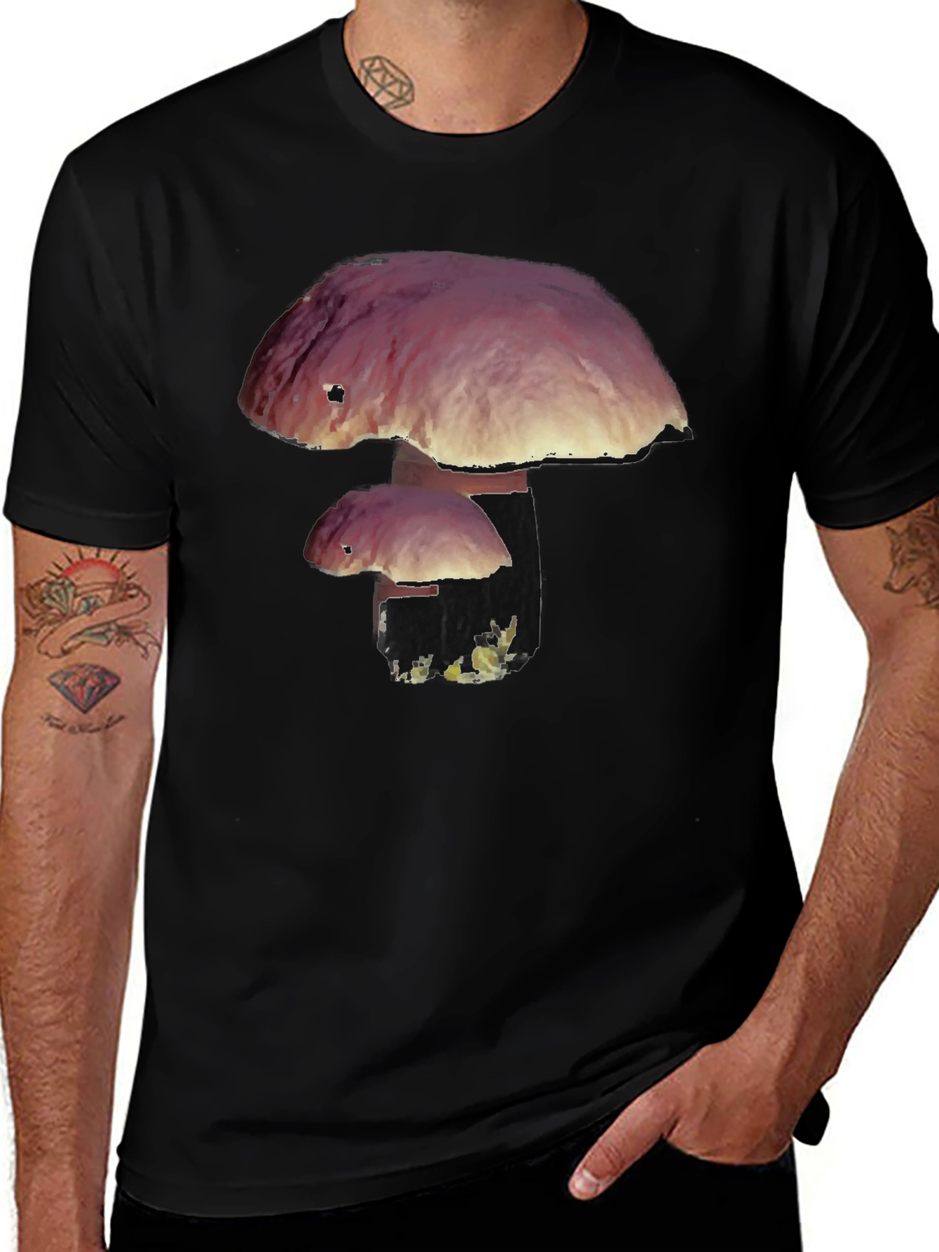 Variant 4 of Mushroom Graphic Black T-Shirt