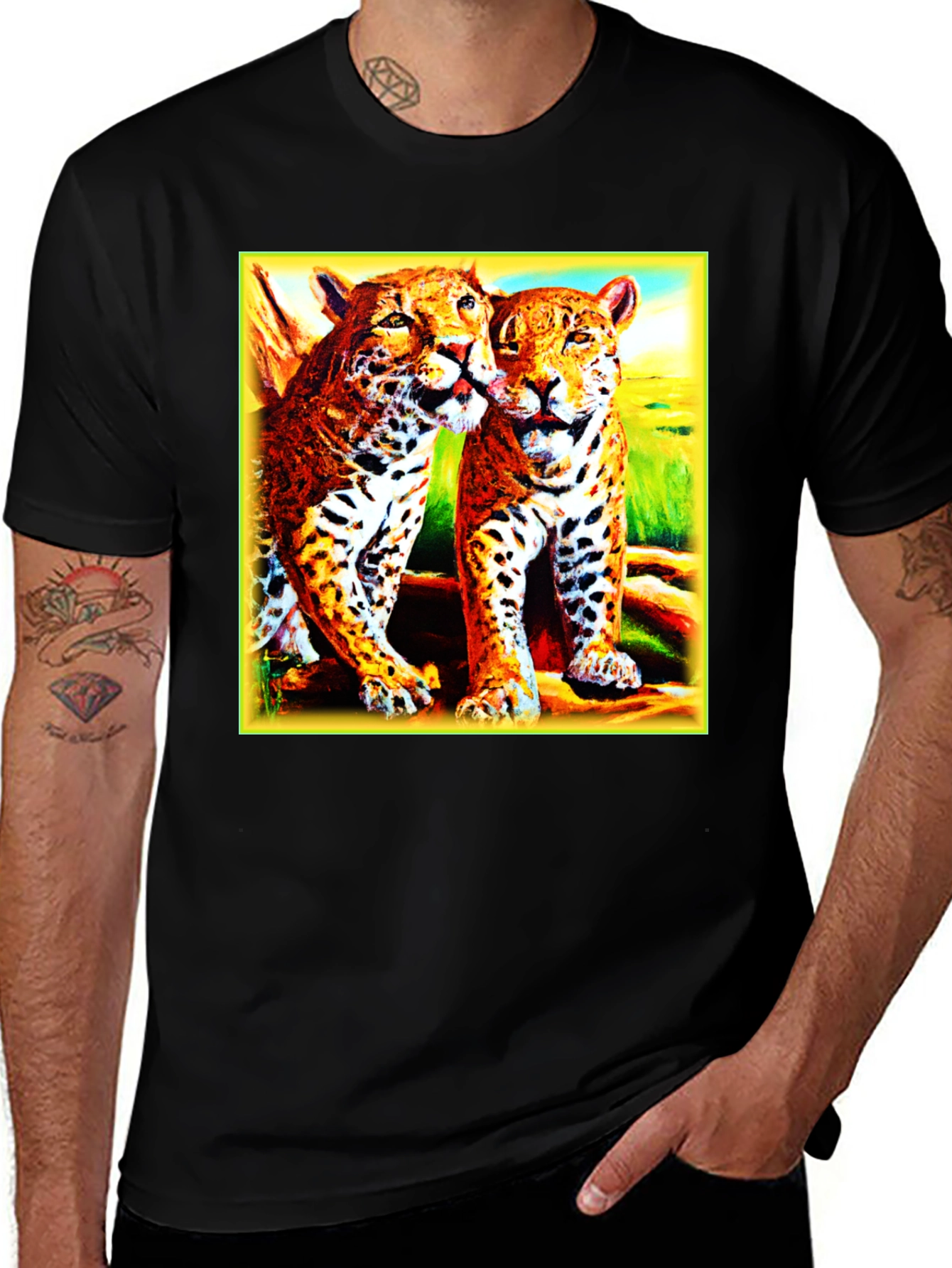 Variant 19 of Leopard Lovers Graphic T-Shirt - Black