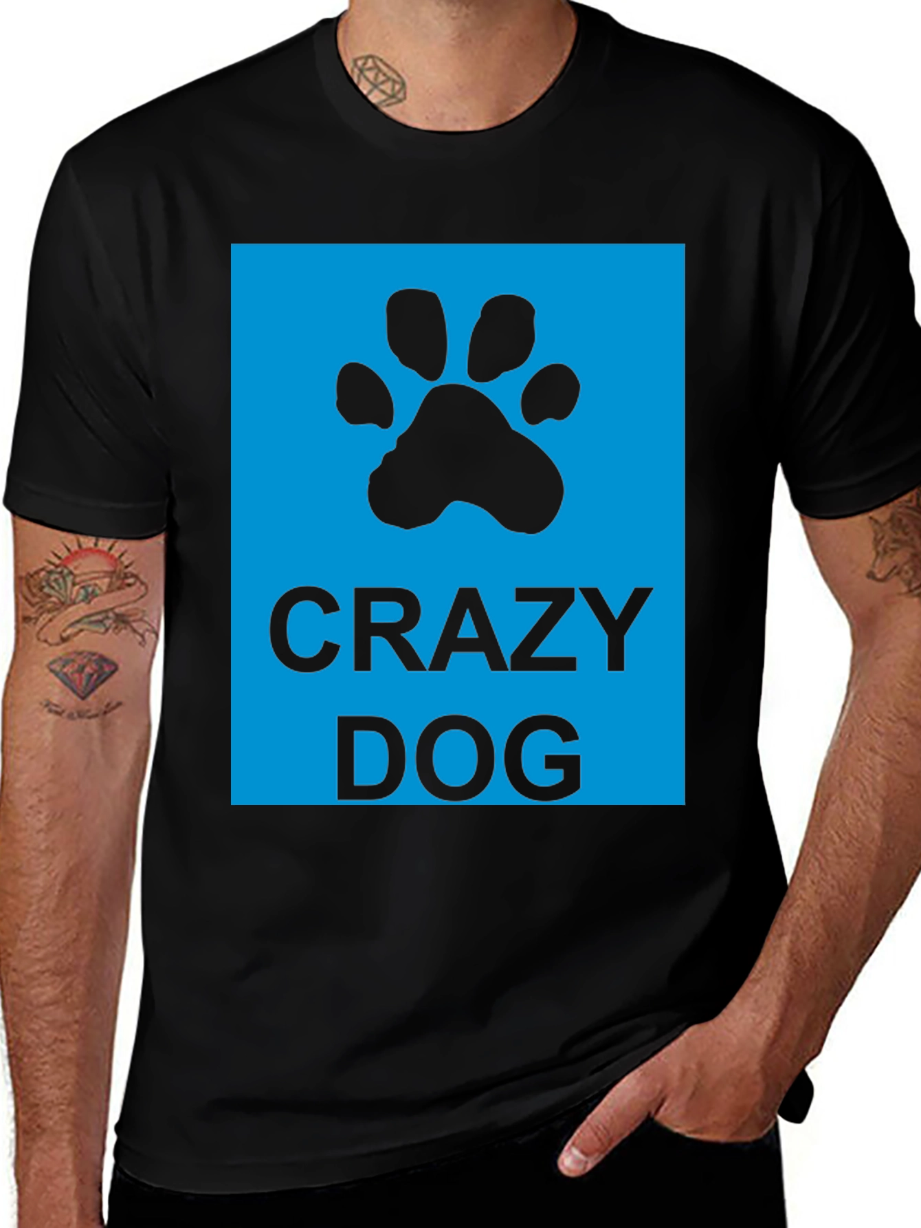 Crazy Dog T-Shirt - Unisex Black Tee