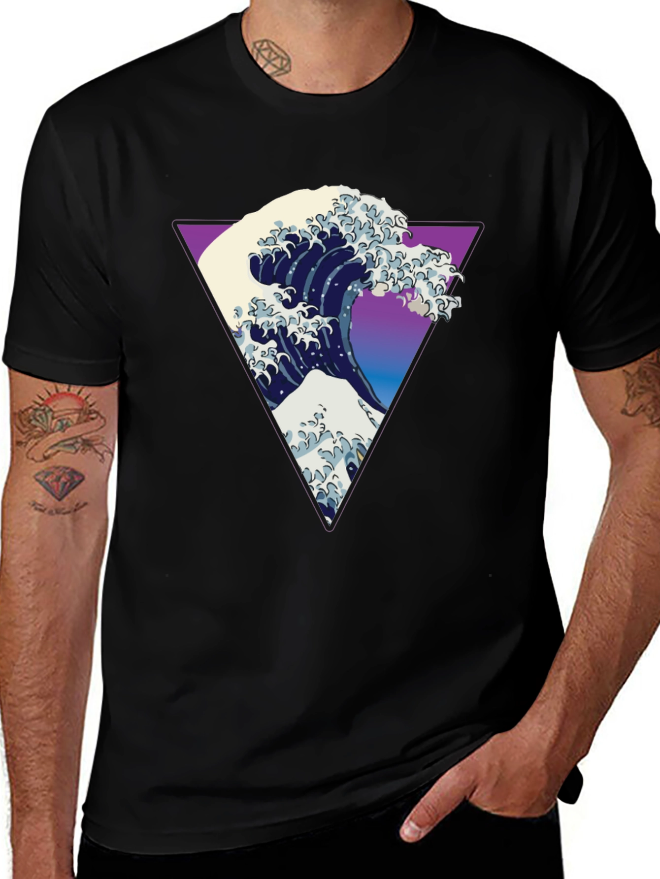 Variant 16 of Great Wave Triangle Graphic Tee - Modern Art Shirt