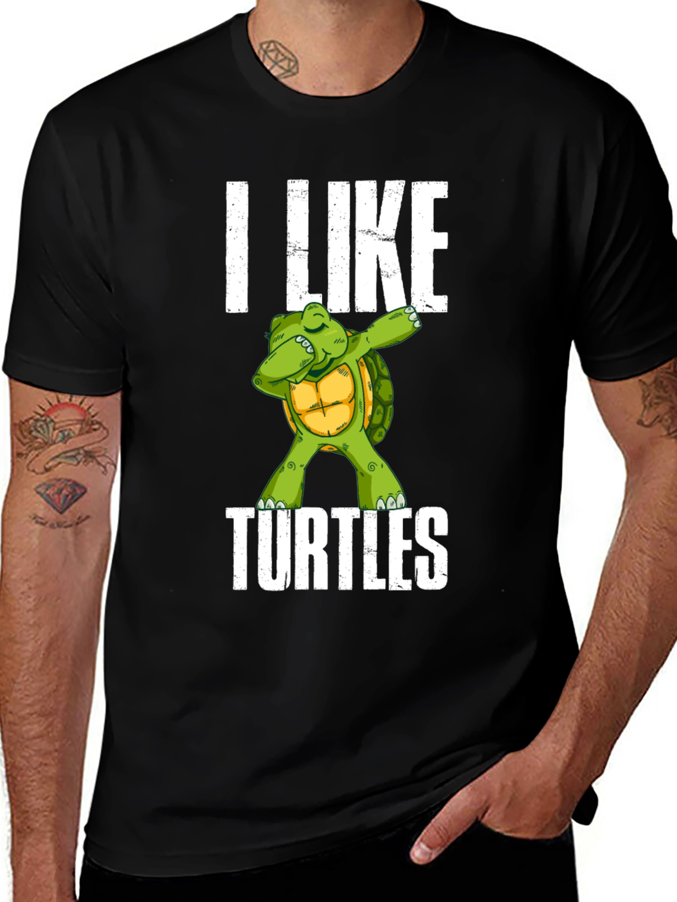 Variant 18 of I Like Turtles T-Shirt - Dab Turtle Design