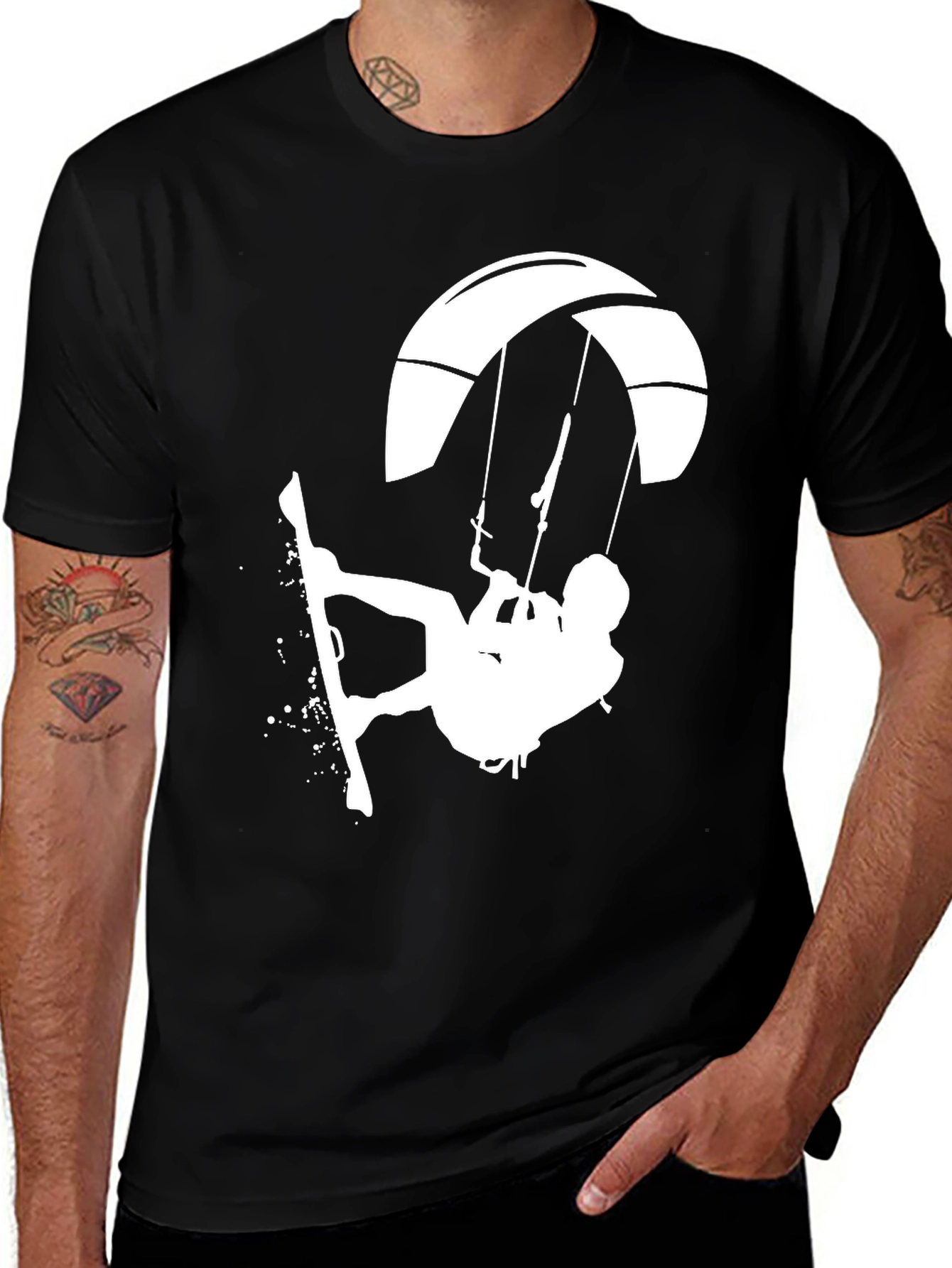 Variant 25 of Kite Surfing Graphic Tee - Black