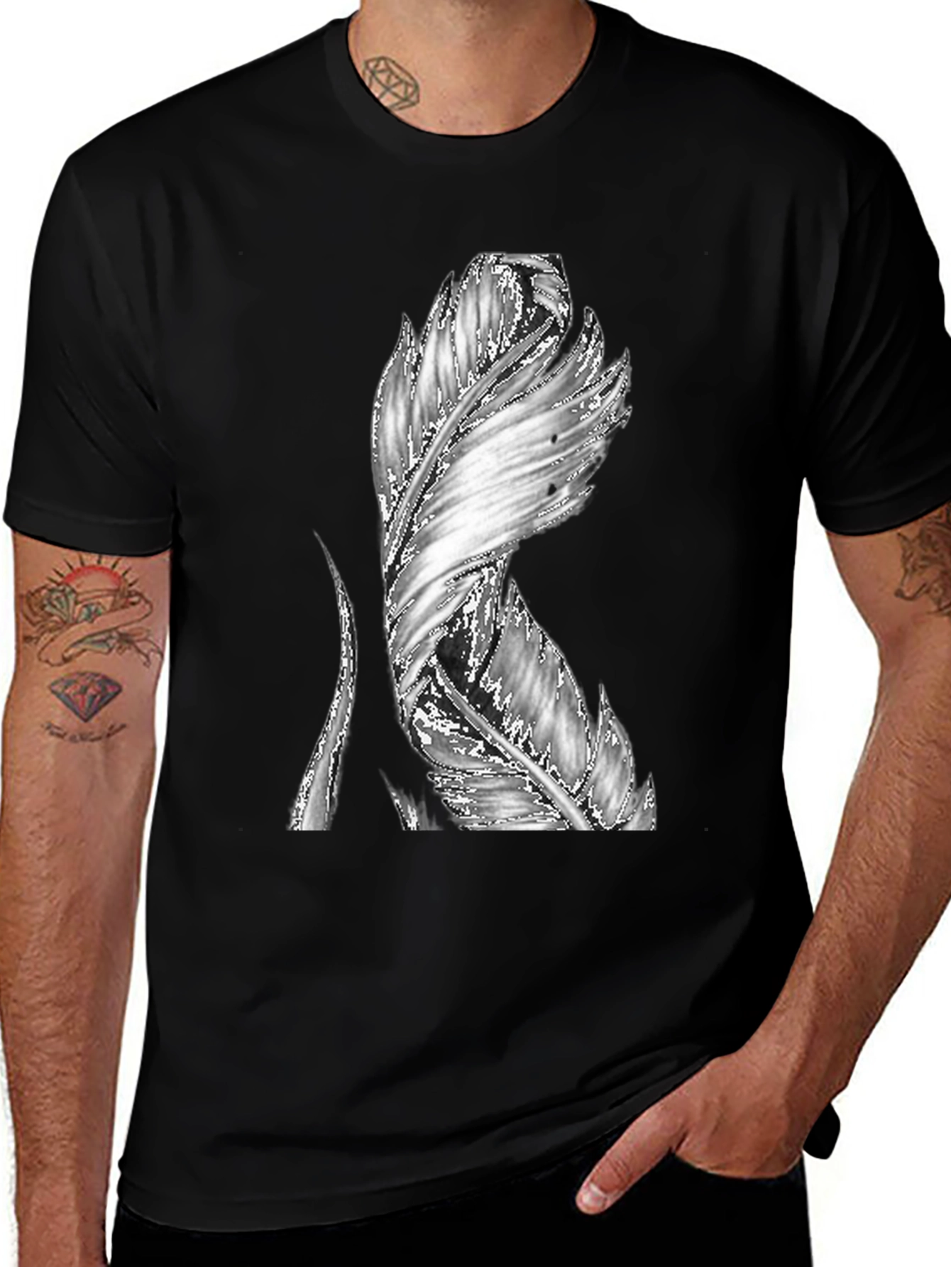 Variant 10 of Feather Graphic Black T-Shirt - Unique Design