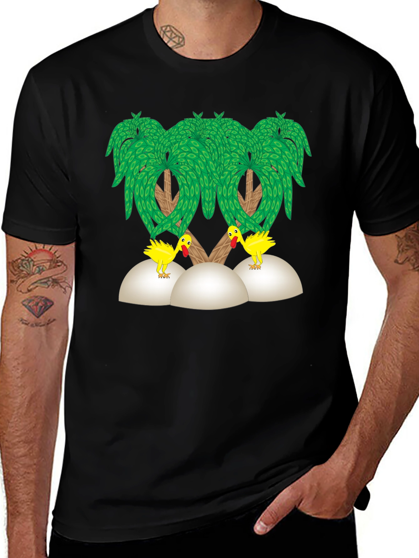 Variant 9 of Funny Chicken Palm Tree T-Shirt
