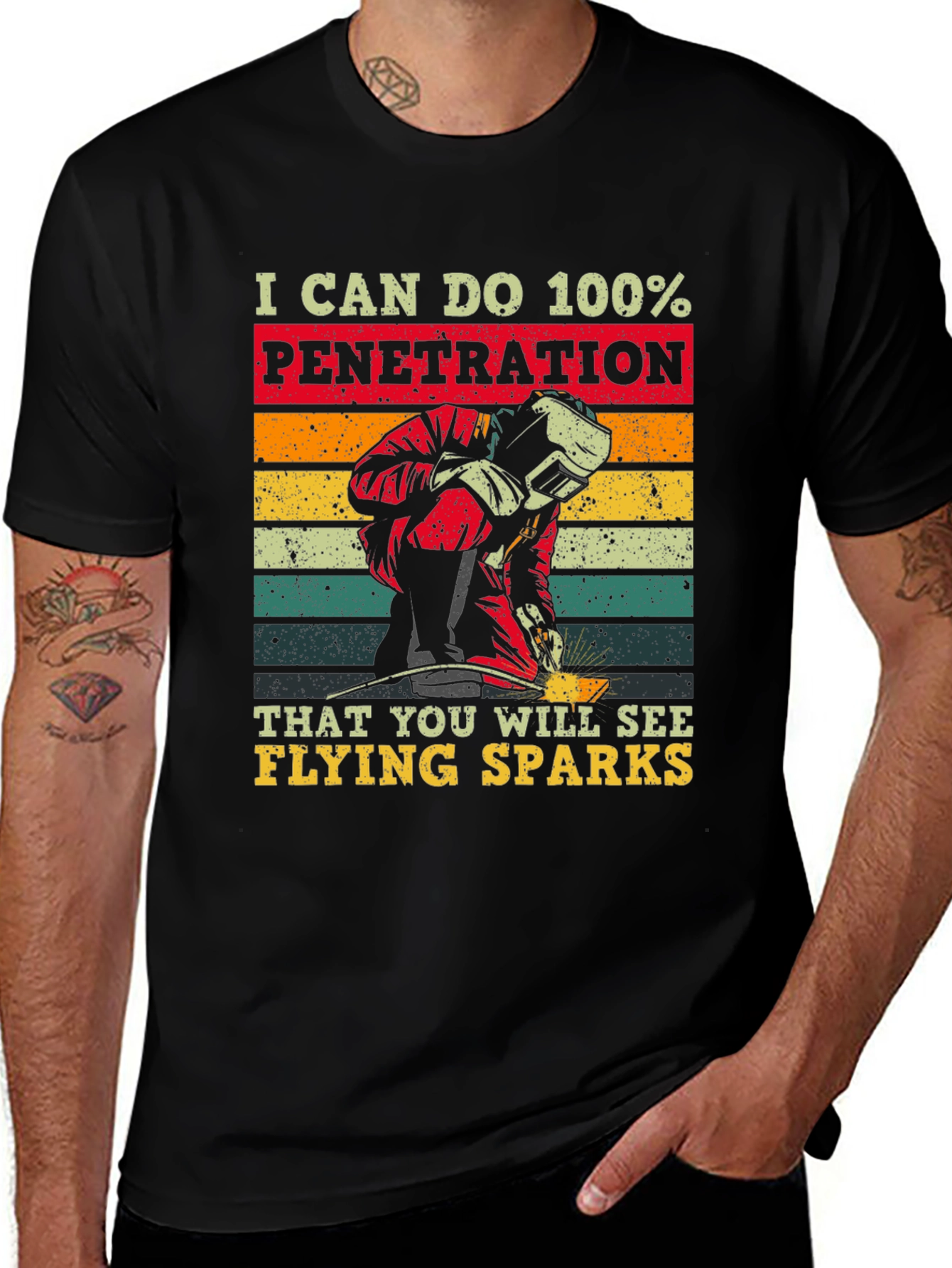Welder 100% Penetration Flying Sparks T-Shirt