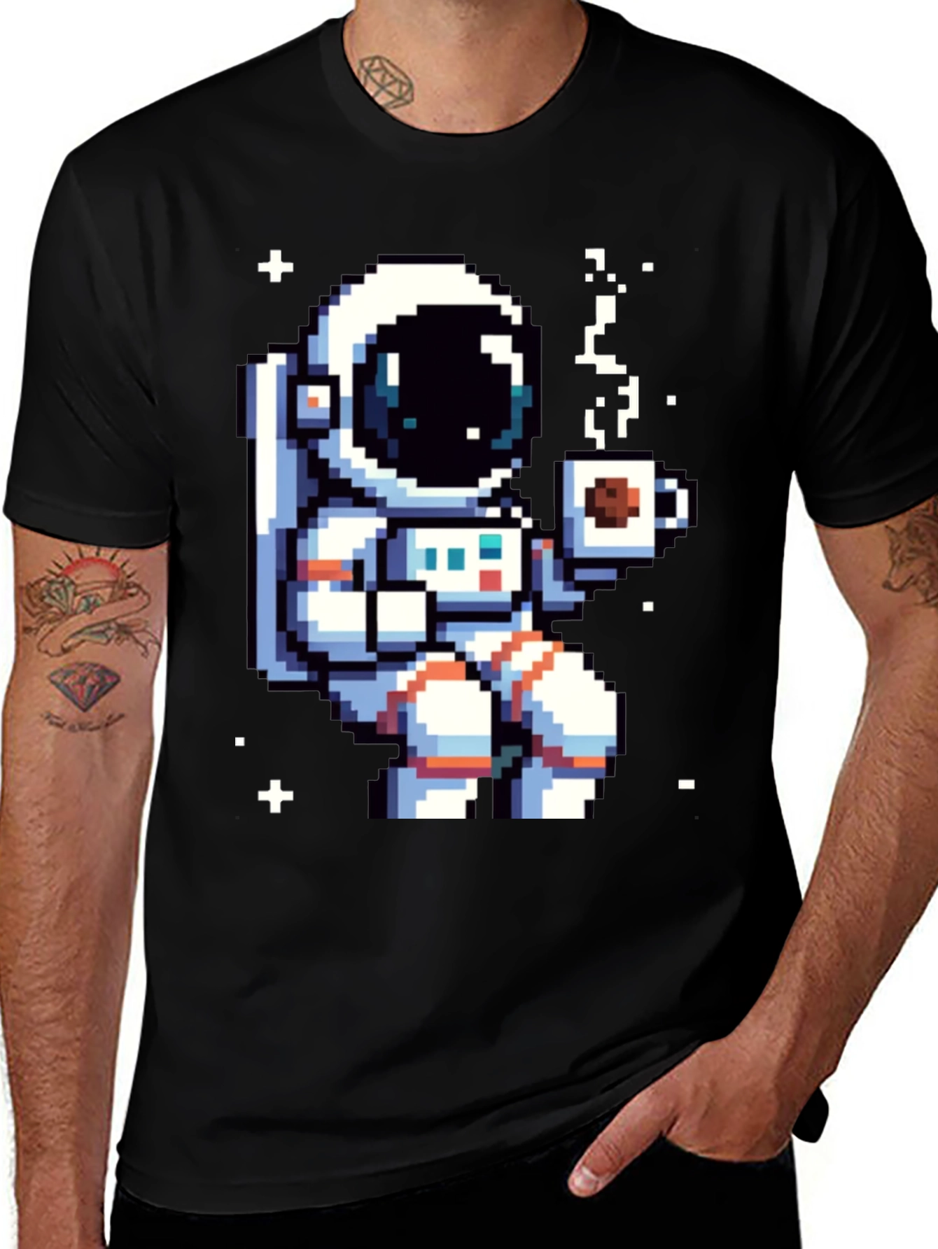 Variant 20 of Pixel Astronaut Coffee T-Shirt - Space Lover Tee