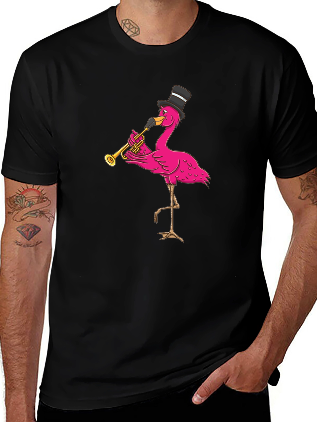 Variant 11 of Flamingo Trumpet Player Graphic Tee