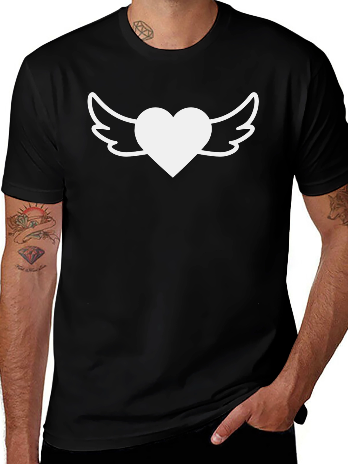 Variant 27 of Heart Wings T-Shirt - Stylish Black Tee