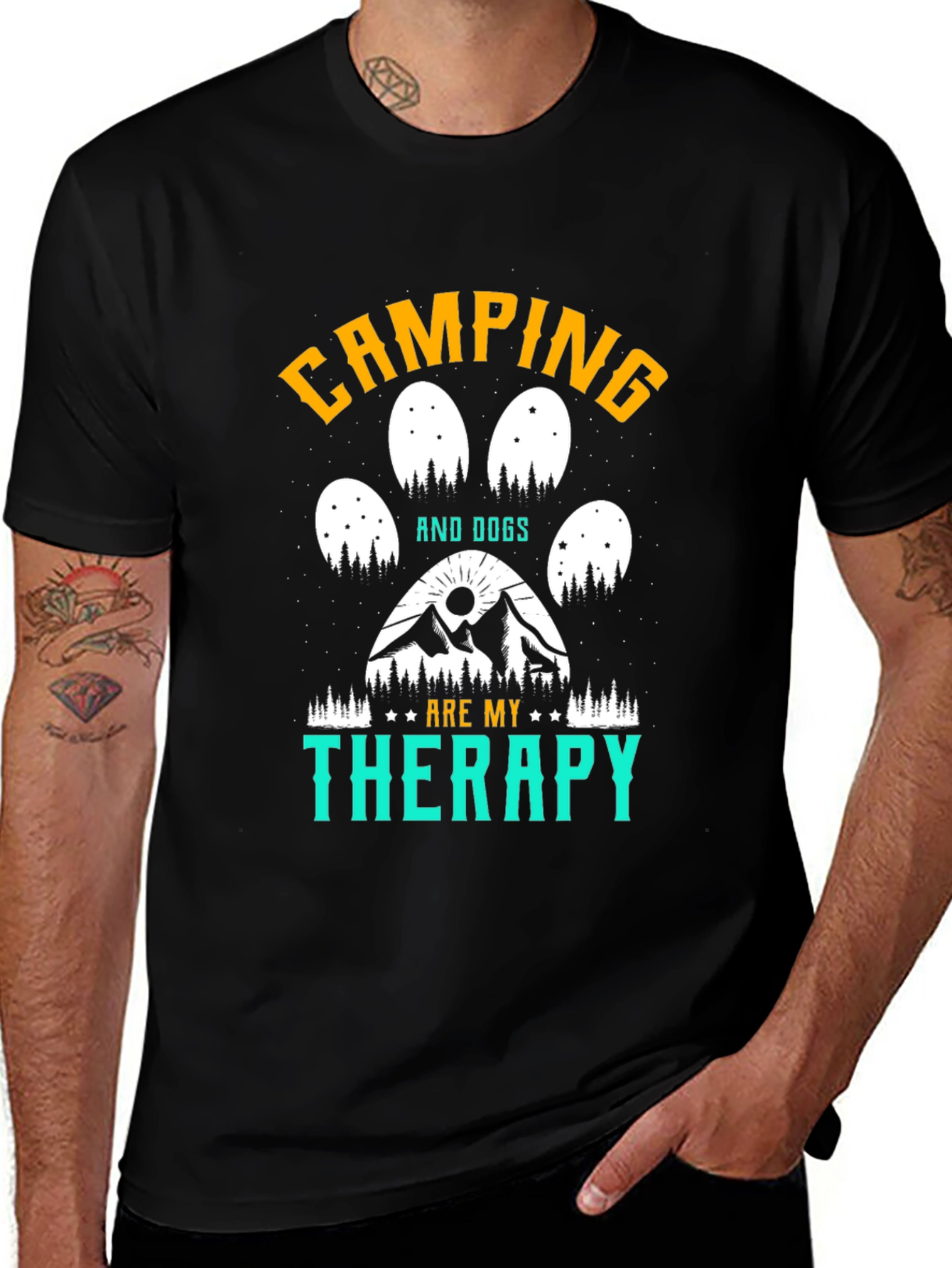 Variant 8 of Camping and Dogs Therapy Tee